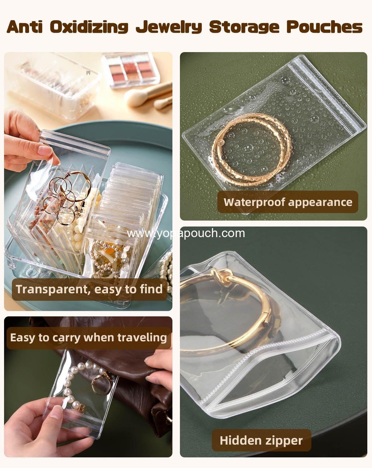 Wholesale 30Pcs Anti-Tarnish Jewelry Bags Clear PVC Storage Pouches with Zipper for Earrings and Bracelets 5.9x5.9 in - Supplier