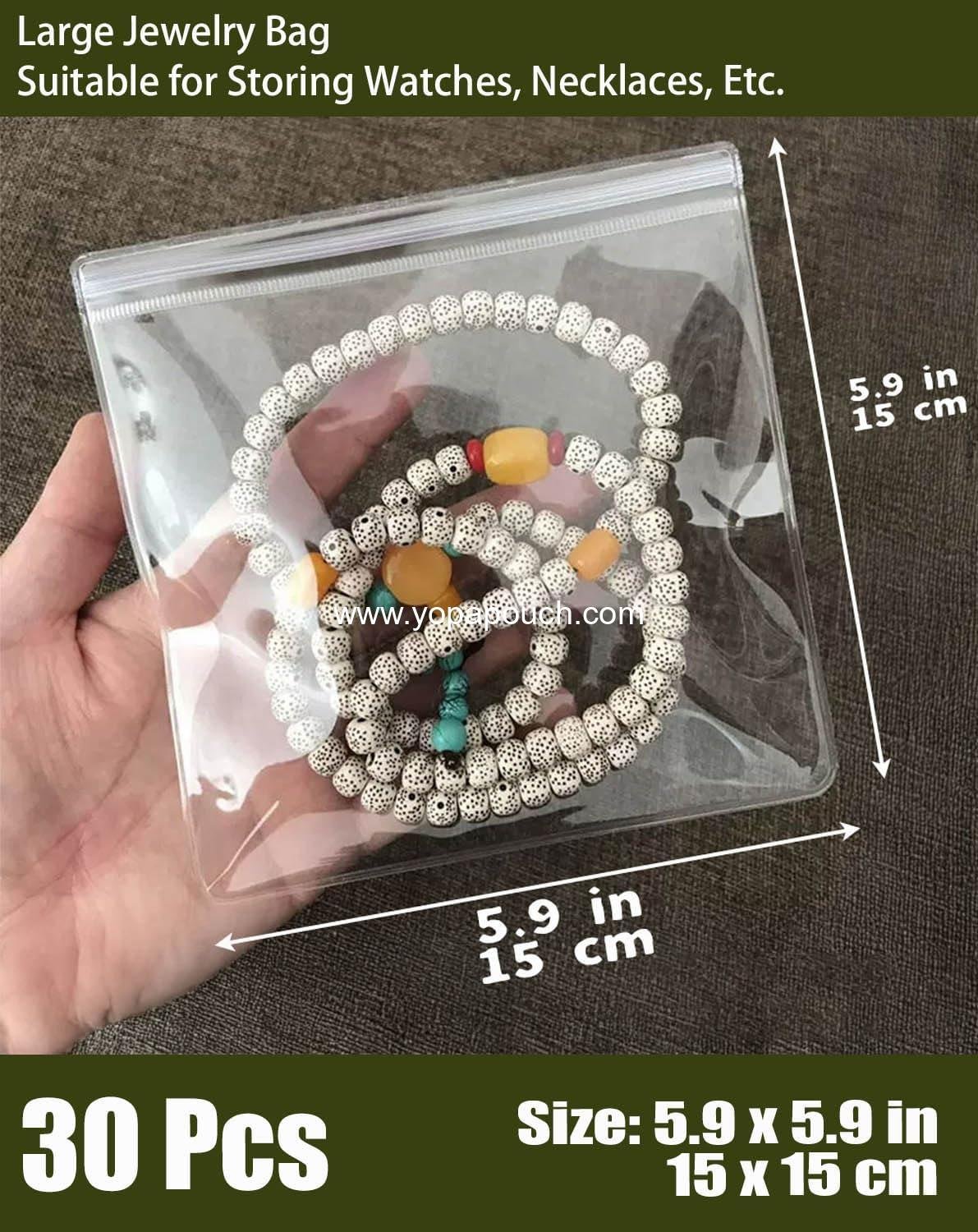 Wholesale 30Pcs Anti-Tarnish Jewelry Bags Clear PVC Storage Pouches with Zipper for Earrings and Bracelets 5.9x5.9 in - Supplier