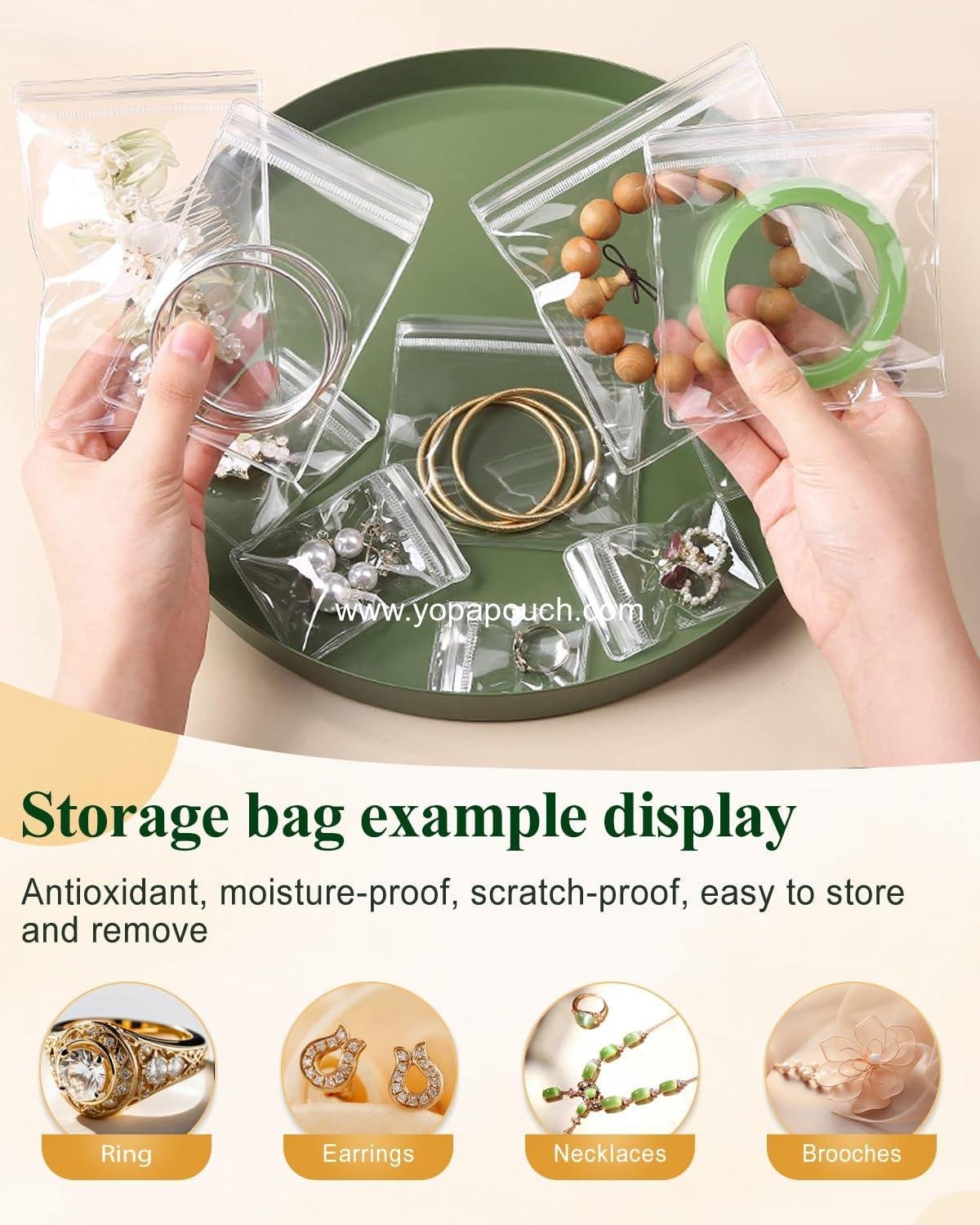 Wholesale 30Pcs Anti-Tarnish Jewelry Bags Clear PVC Storage Pouches with Zipper for Earrings and Bracelets 5.9x5.9 in - Supplier