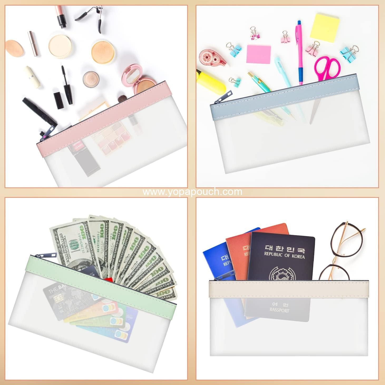 Wholesale 4-Piece Multi-Purpose Money Pouch Set - Clear Zipper Cash Envelopes (7.6 x 3.7 Inch) with 4 Colors - Money Bags for Bank Deposits - Supplier