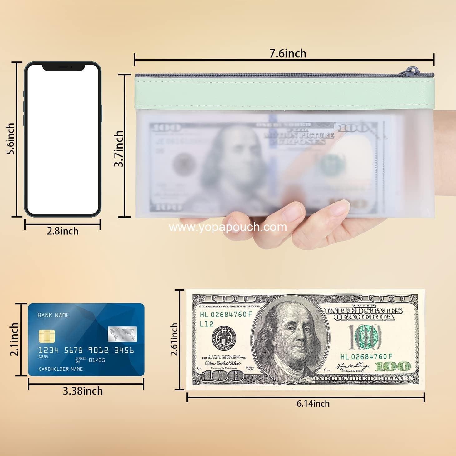 Wholesale 4-Piece Multi-Purpose Money Pouch Set - Clear Zipper Cash Envelopes (7.6 x 3.7 Inch) with 4 Colors - Money Bags for Bank Deposits - Supplier