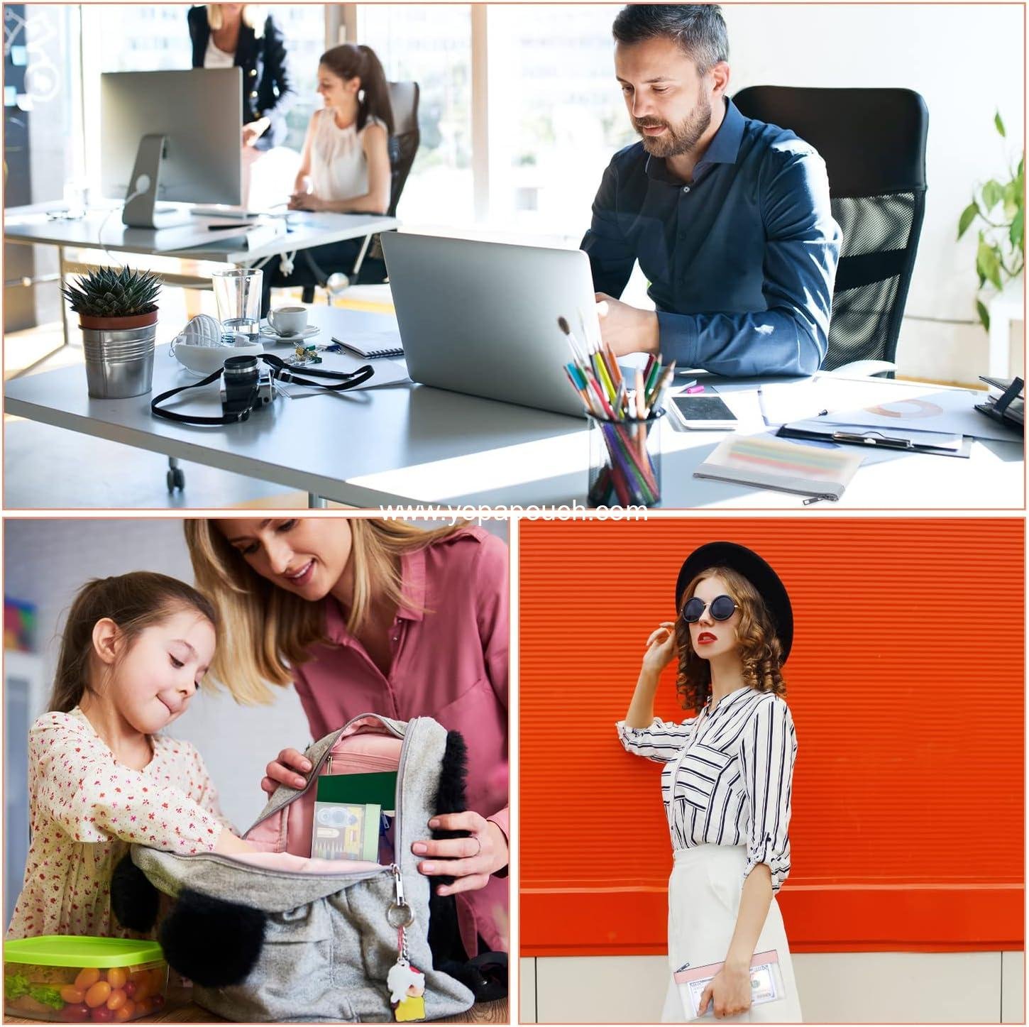 Wholesale 4-Piece Multi-Purpose Money Pouch Set - Clear Zipper Cash Envelopes (7.6 x 3.7 Inch) with 4 Colors - Money Bags for Bank Deposits - Supplier