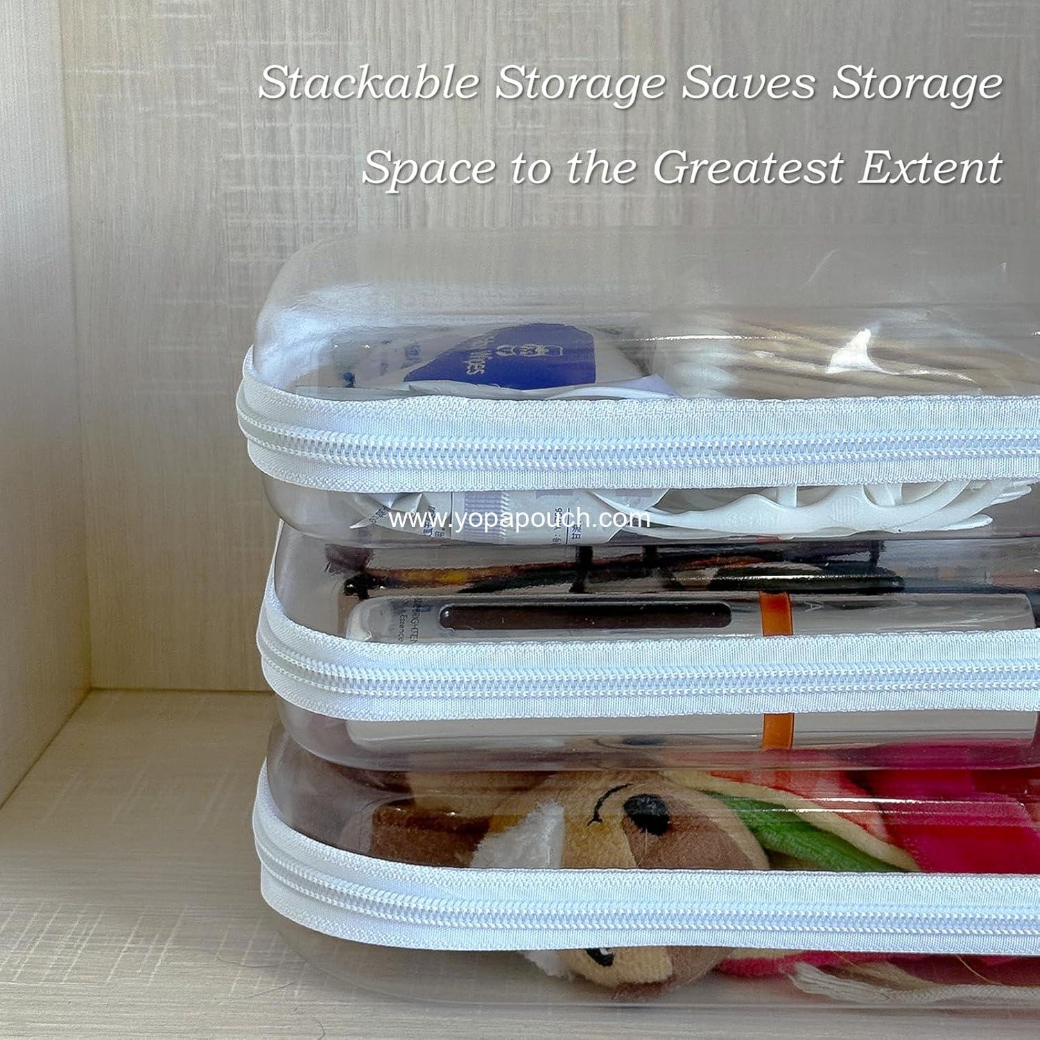 Wholesale Clear Hard Zipper Case for Storage, Durable Zipper Pouch, Hard Plastic Pencil Pouch for Snacks and Toy Travel Organizer, OEM Supplier