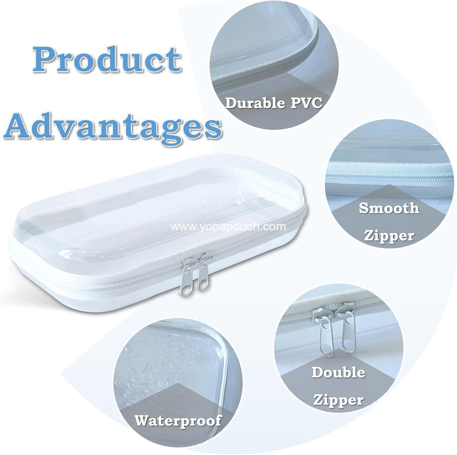 Wholesale Clear Hard Zipper Case for Storage, Durable Zipper Pouch, Hard Plastic Pencil Pouch for Snacks and Toy Travel Organizer, OEM Supplier