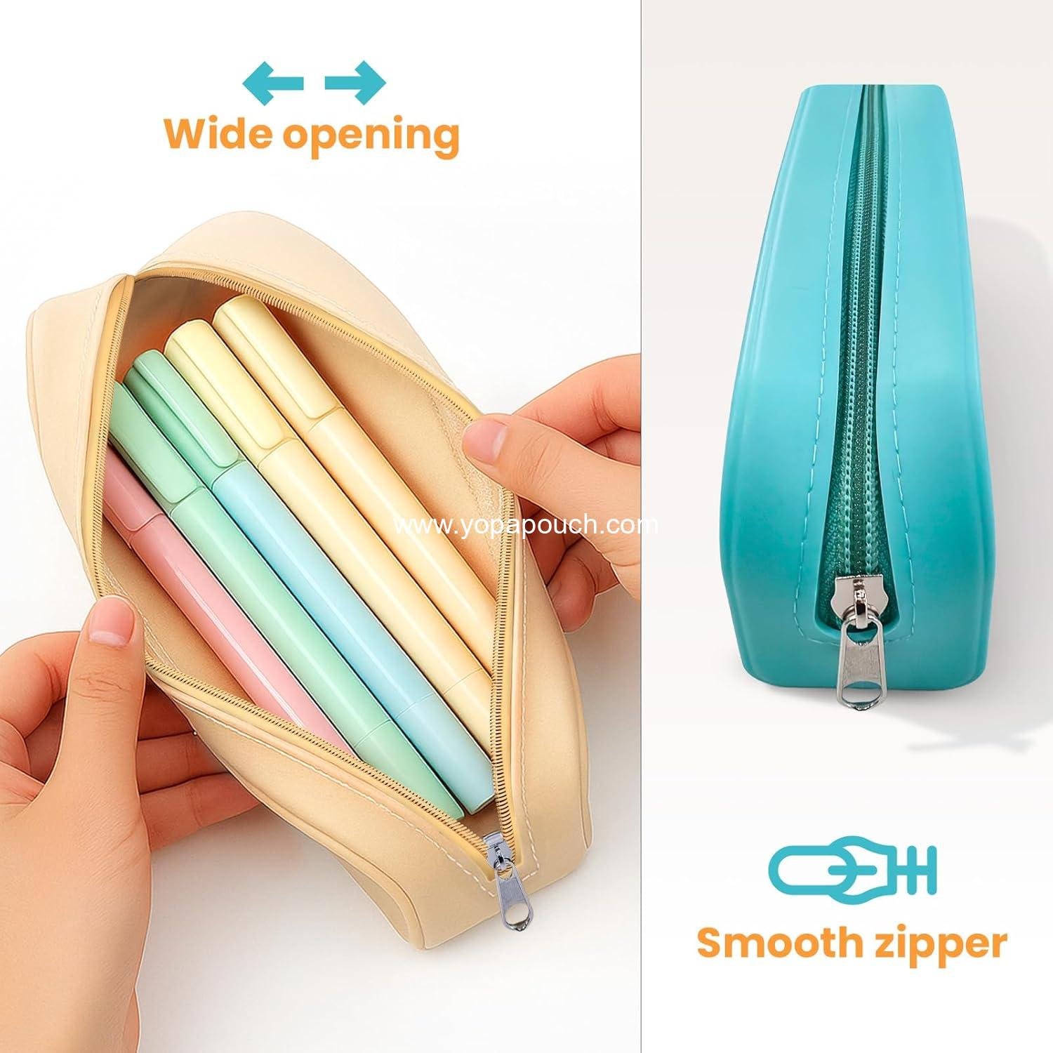 Wholesale Aesthetic Silicone Pencil Case – Cute Beige Makeup Bag, Travel Pouch, Small Stationery Organizer for Women & Teens – Beige Seashell Supplier