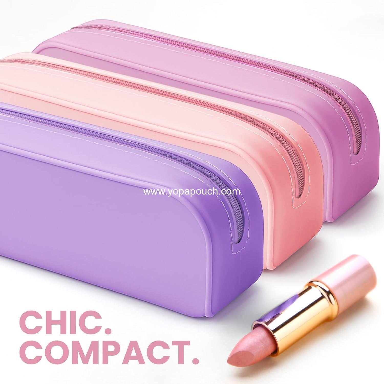 Wholesale Aesthetic Silicone Pencil Case – Cute Beige Makeup Bag, Travel Pouch, Small Stationery Organizer for Women & Teens – Beige Seashell Supplier