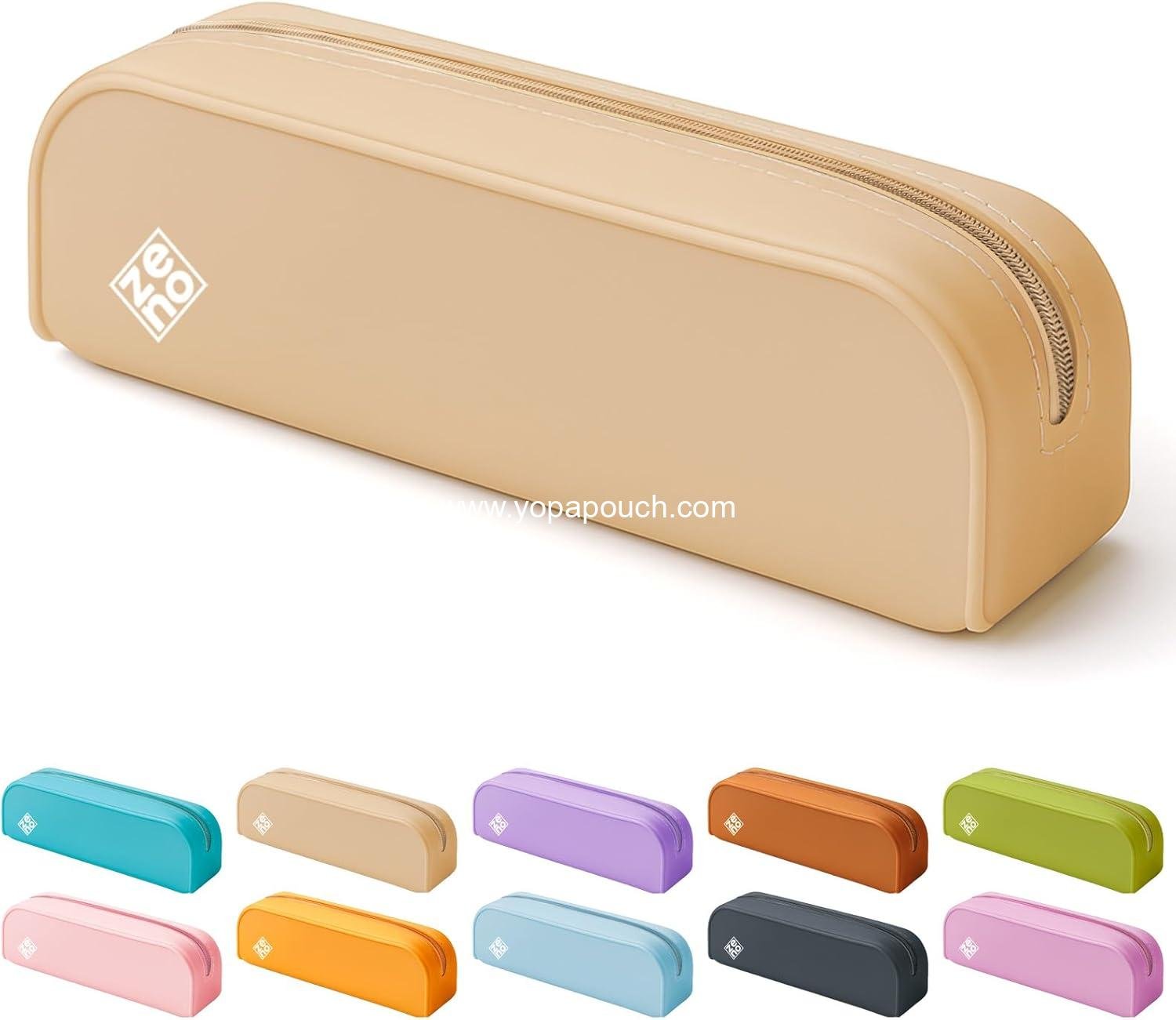 Wholesale Aesthetic Silicone Pencil Case – Cute Beige Makeup Bag, Travel Pouch, Small Stationery Organizer for Women & Teens – Beige Seashell Supplier
