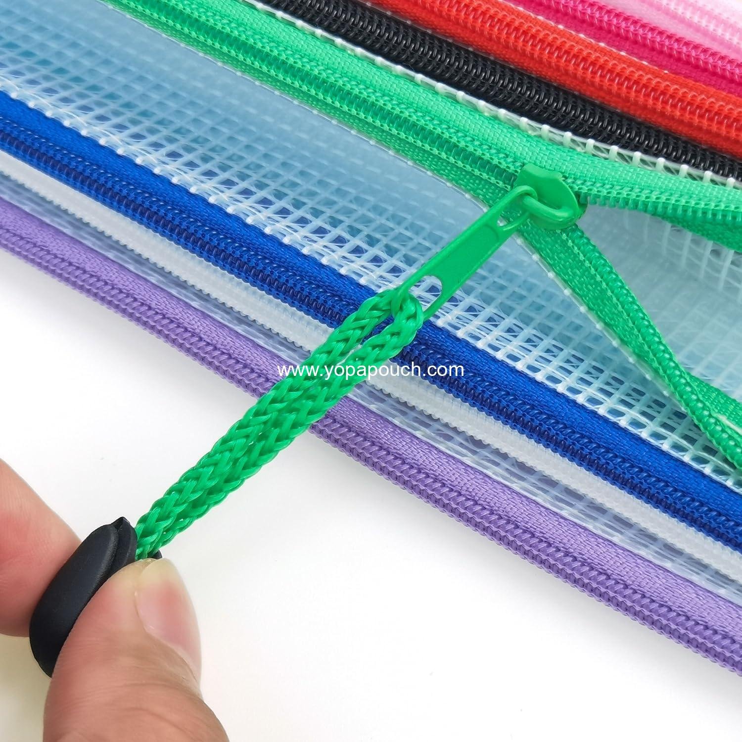 Wholesale Plastic Mesh Zipper Pouch - 12 Pcs Zipper File Bags with Label Pocket, Waterproof Document Storage for Office, Home, Travel, and Cosmetics (A6 Size 6.3x4.7 in) - Supplier