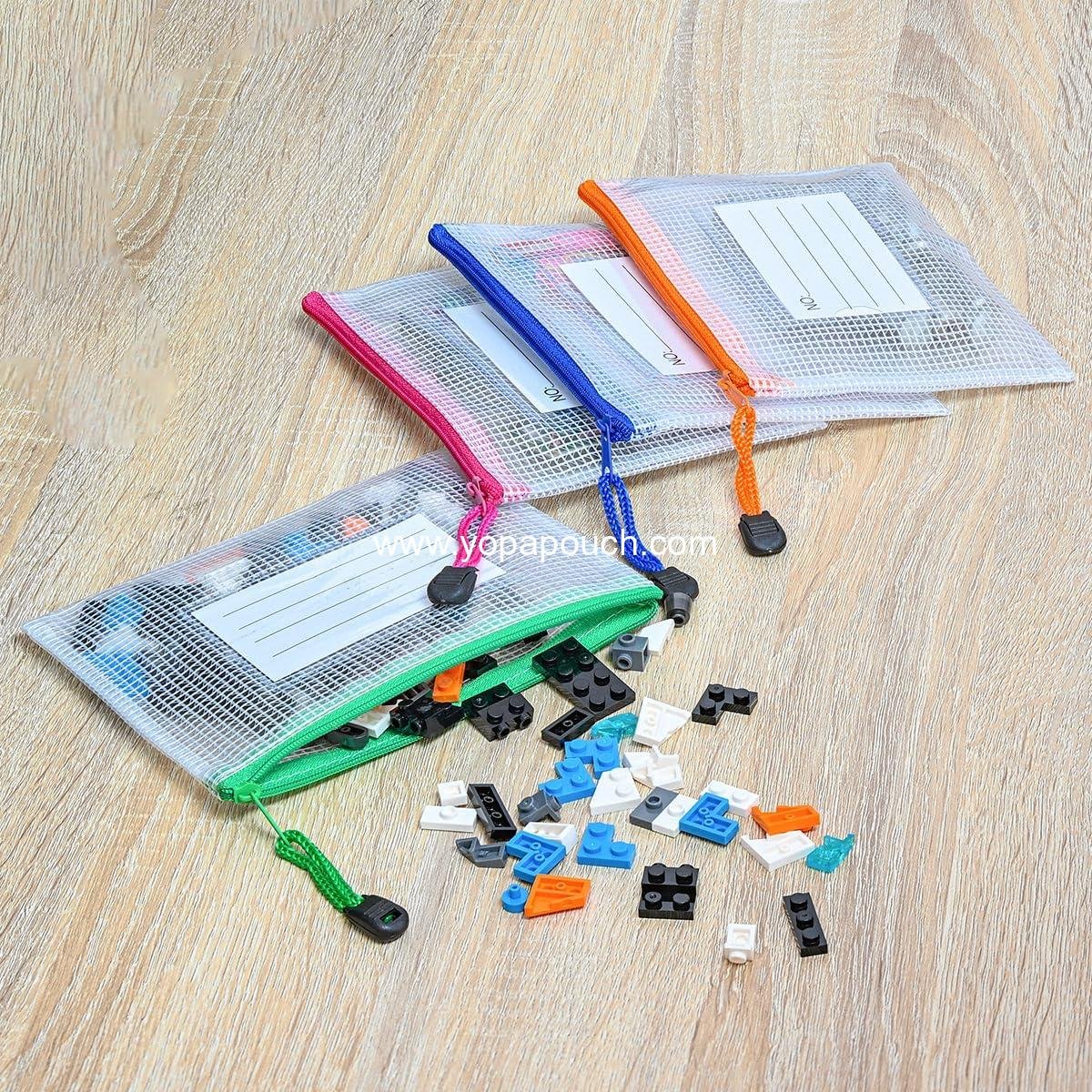 Wholesale Plastic Mesh Zipper Pouch - 12 Pcs Zipper File Bags with Label Pocket, Waterproof Document Storage for Office, Home, Travel, and Cosmetics (A6 Size 6.3x4.7 in) - Supplier