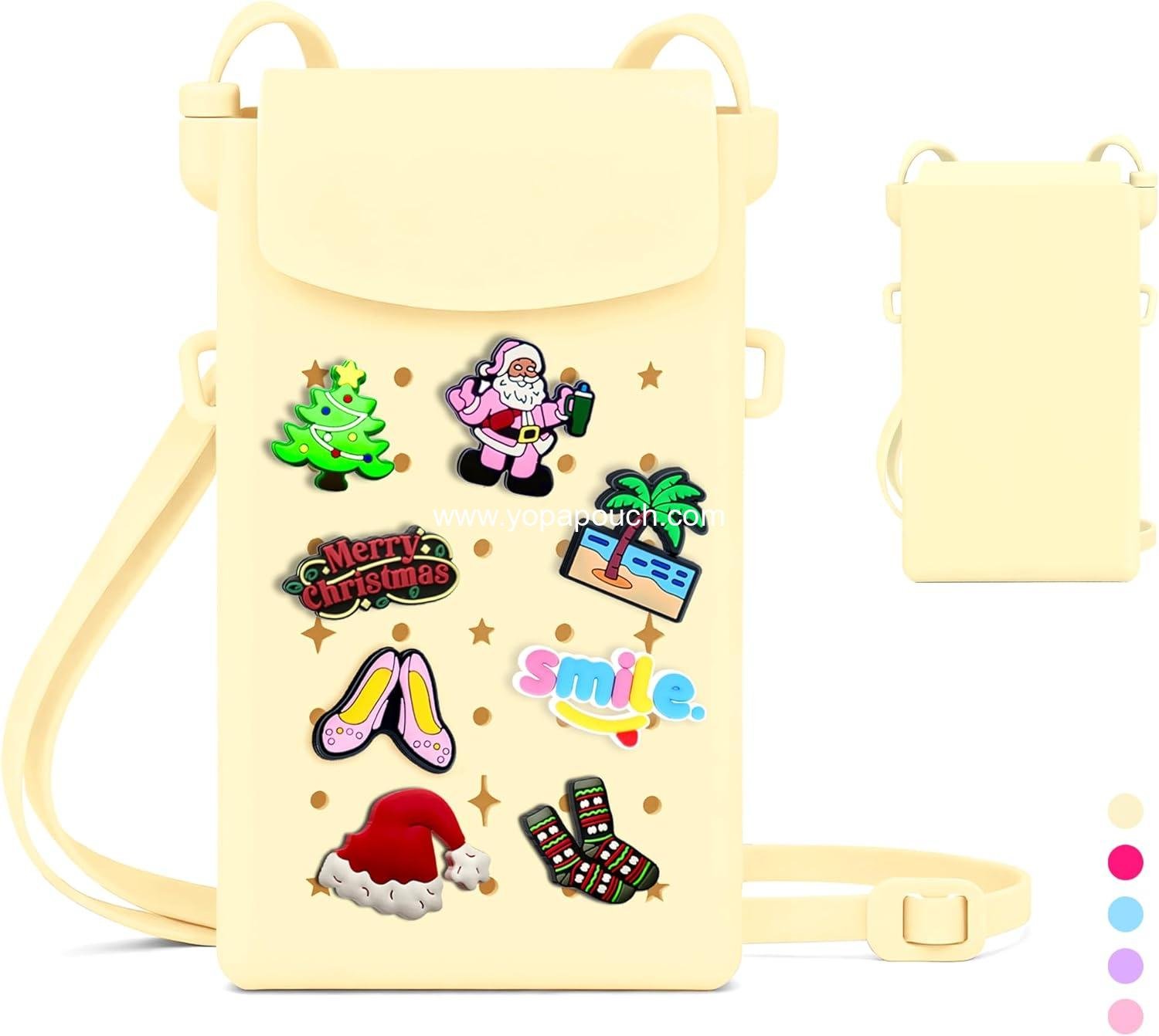 OEM Silicone Crossbody Bag for Women with Magnetic Closure, Adjustable Strap Fits iPhone, Cute Mini Phone Crossbody Bag with DIY Charms for Travel, Beach, Stocking Stuffer Gift Supplier