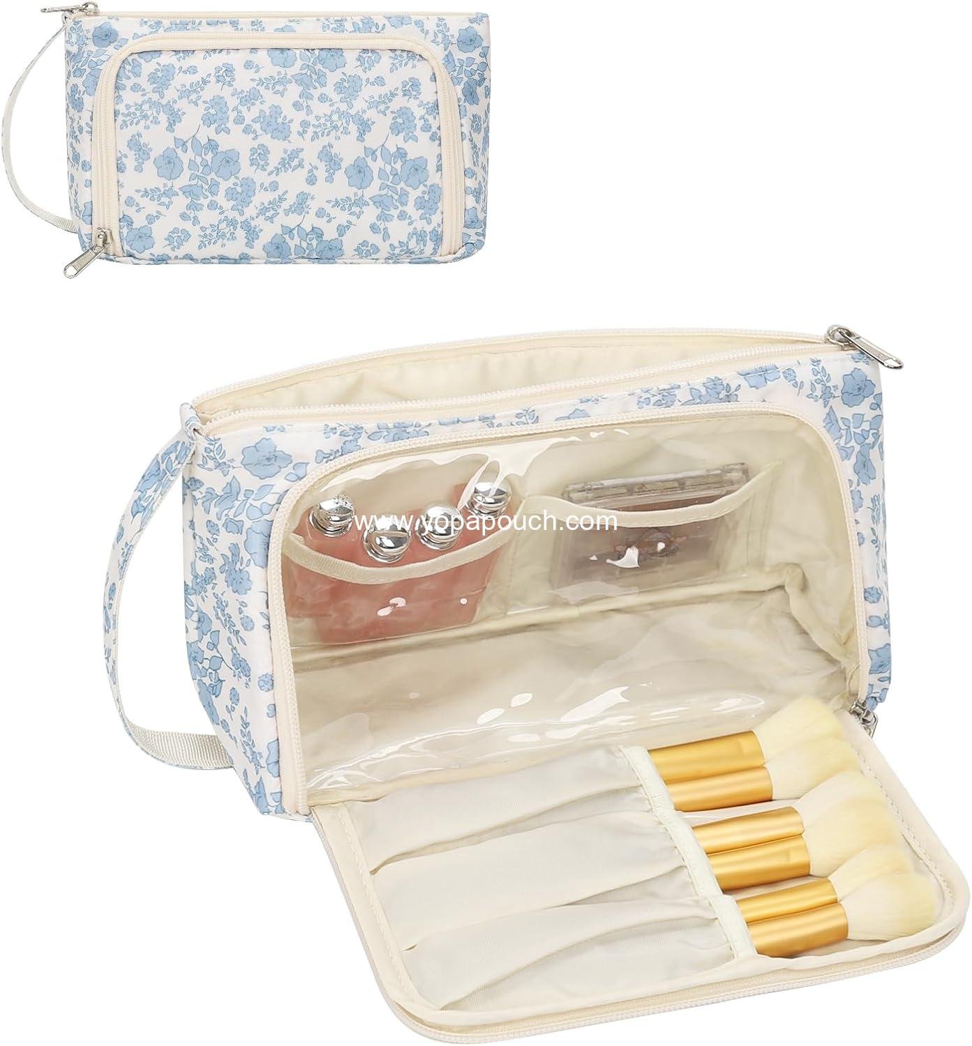 OEM Small Makeup Bag, Travel Cosmetic Organizer with Floral Design, Cute Toiletry Pouch for Women, Portable Handle - Supplier