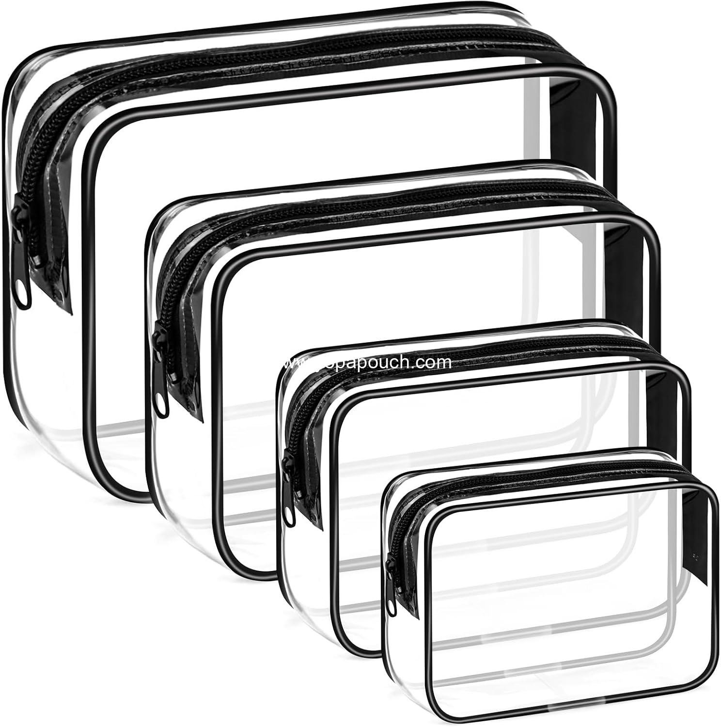 Wholesale 4 Pieces Clear Cosmetic Bags TSA Approved Toiletry Bags for Travel - Waterproof PVC Makeup Pouches with Zipper for Men and Women Carry-on Essentials Supplier
