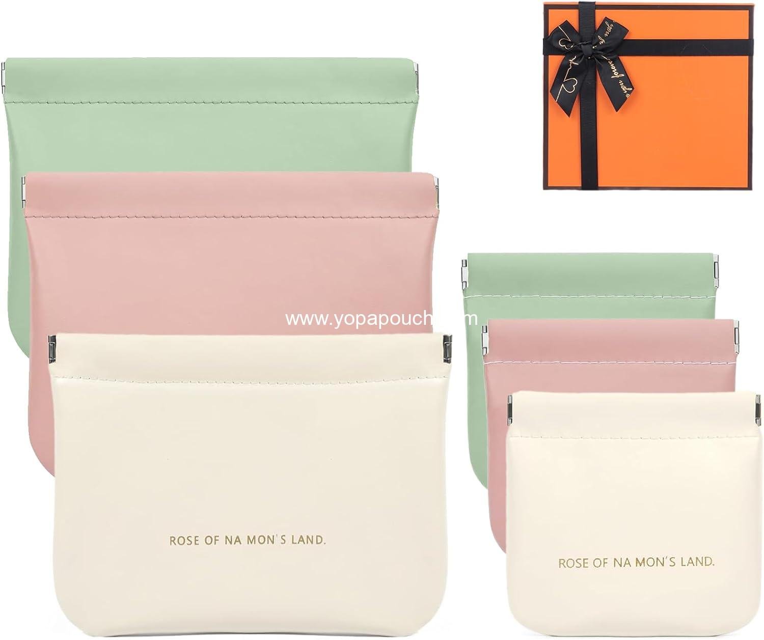 Wholesale 6 Pack Small Makeup Bags for Purse, Snap Closure Leather Organizer Pouch, Portable Mini Storage Bags in Two Sizes (Green + Pink + White) - Supplier