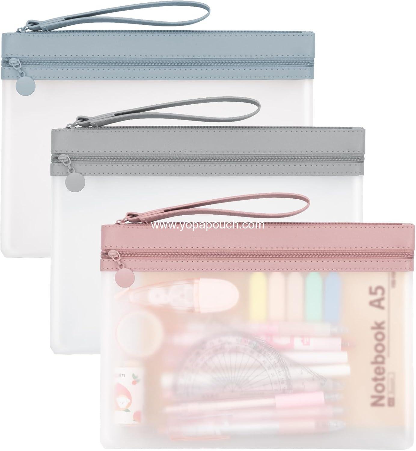 Wholesale Clear Pencil Pouch, A5 Zipper Pencil Case with Double Pockets, Large Clear Design, 3 Pack for Office, School, Makeup, Travel Accessories Supplier