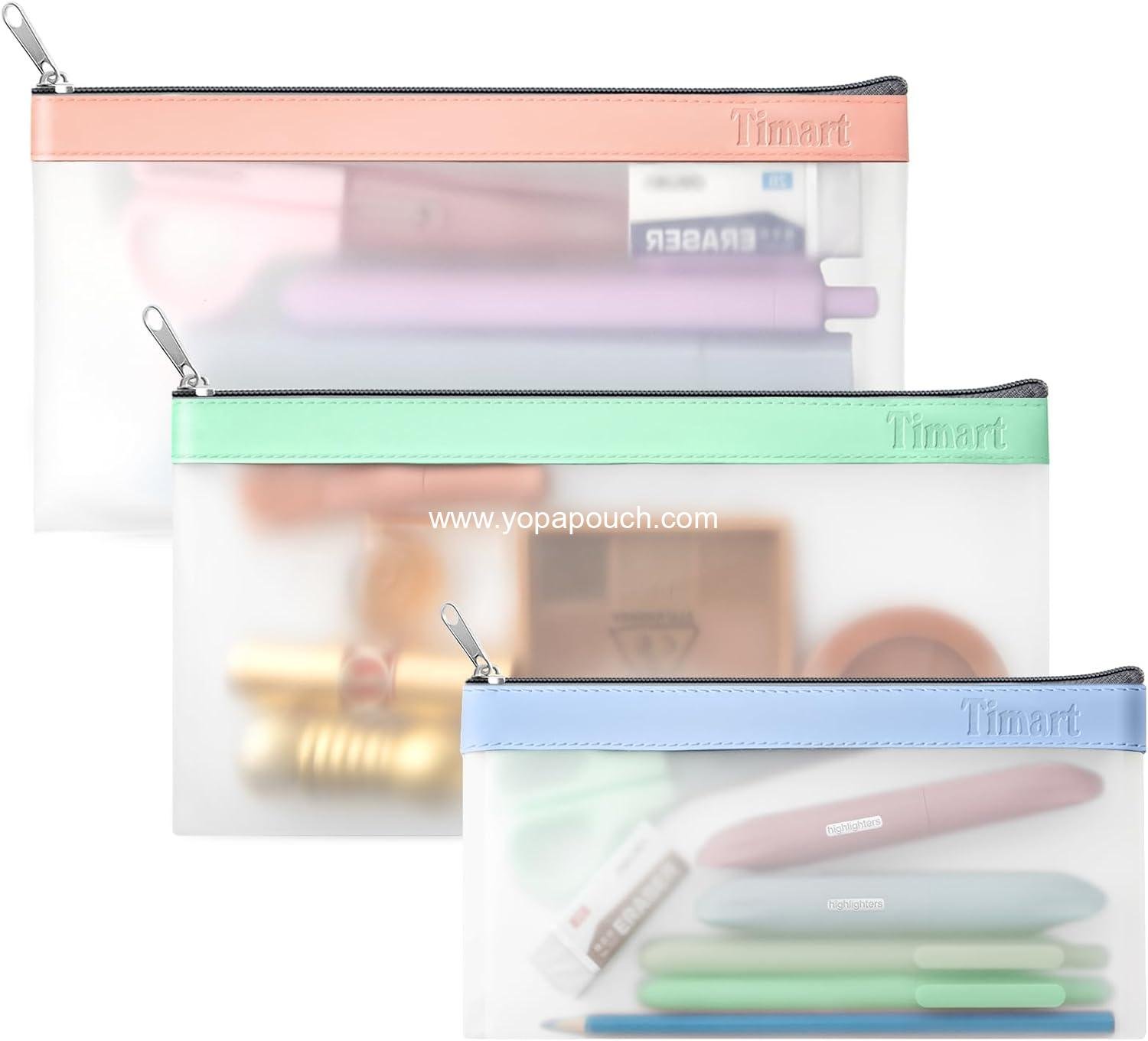 Wholesale Clear Pencil Pouch Set – 3 Pack (2 Large, 1 Small) – Zippered Pencil Case and Makeup Pouch for Kids and Office Supplies – Travel Accessories Supplier