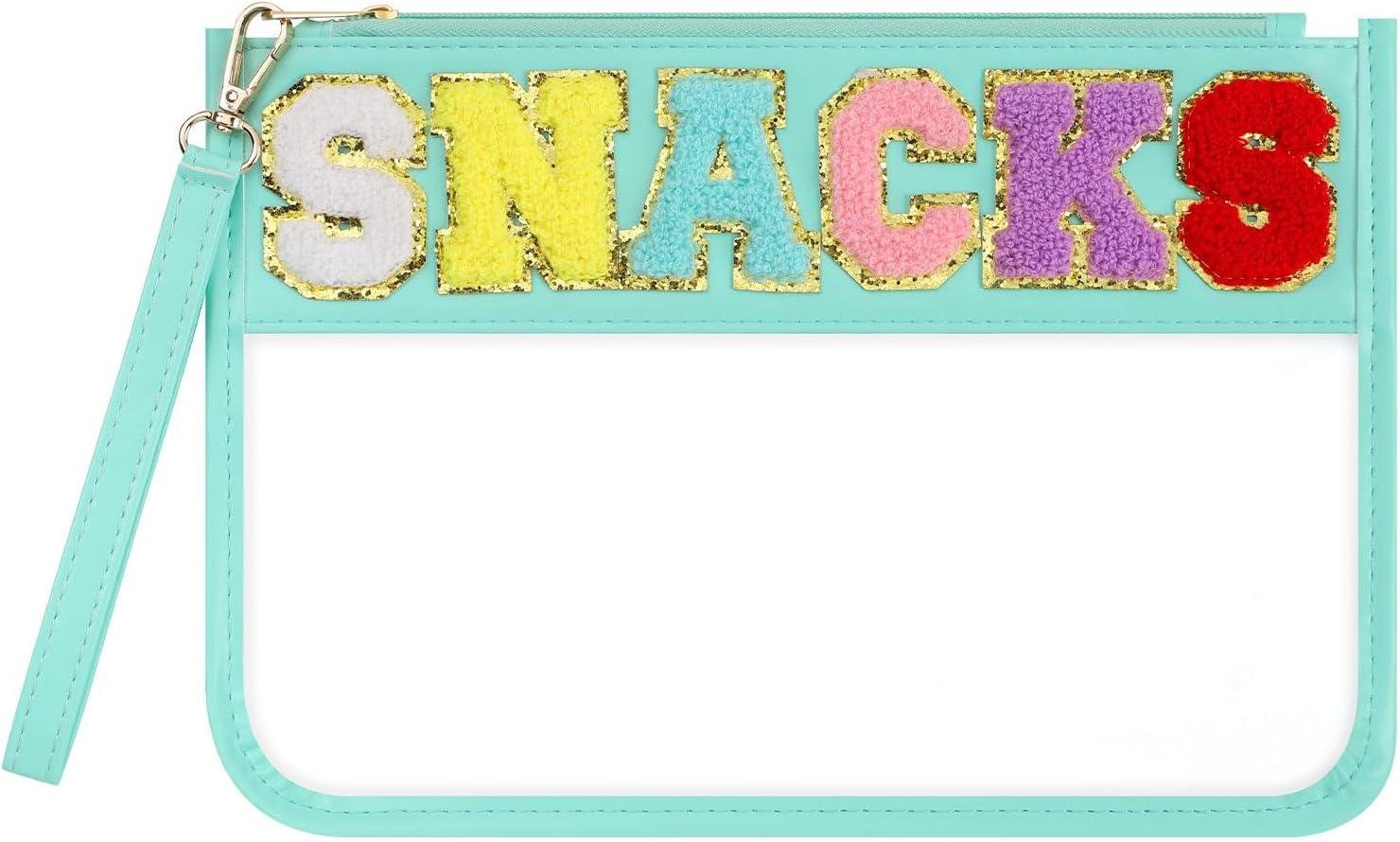 Wholesale Clear Snack Bag for Travel, Chenille Letter Zipper Pouch, Nylon Cosmetic Makeup Travel Bag for Women, OEM Supplier