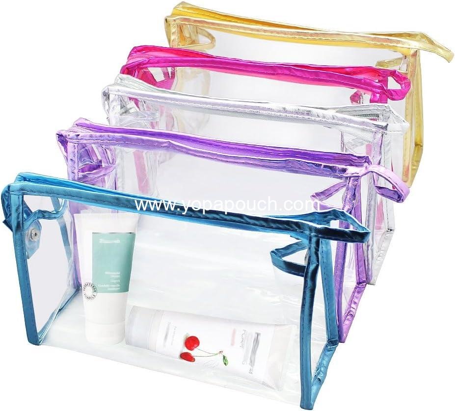 Wholesale Clear Waterproof Cosmetic Bags - 5 Pcs PVC Transparent Makeup Organizing Pouches with Zipper for Travel, Toiletries, and Vacation Supplier