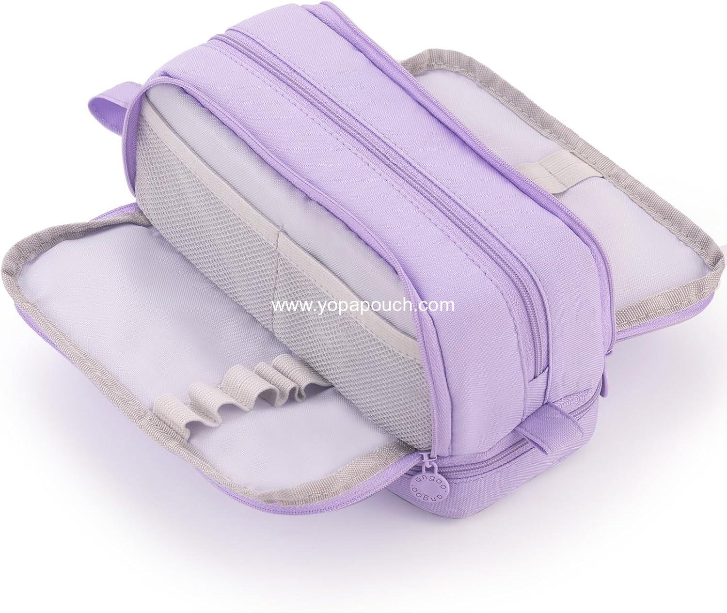 Wholesale Large Capacity Pen Pencil Case with 4 Compartments, Multi-Slot Pouch Organizer for School Supplies, Aesthetic Design for Teen Girls and Women (Purple) - Supplier