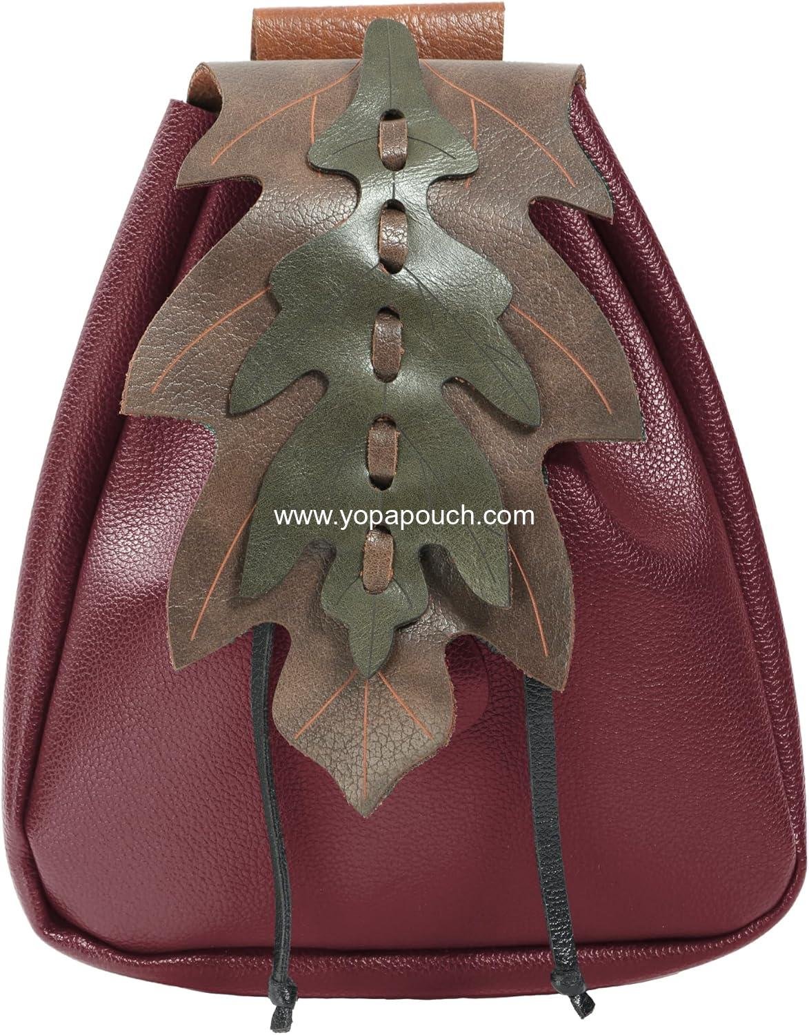 Wholesale Leaf Design Belt Pouch Fanny Pack Waist Drawstring Bag for Medieval Fairy Costume Accessories Supplier