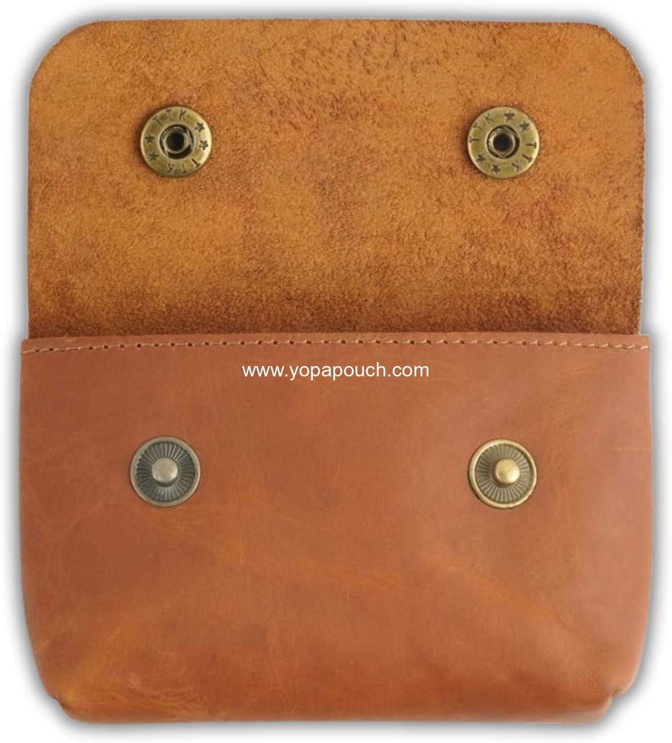 Wholesale Leather Double Button Coin Pouch - Premium Cash & Card Holder, Compact Cable Organizer, Travel Makeup Bag, Handmade Vintage Leather Accessories, Multipurpose Wallet - Supplier