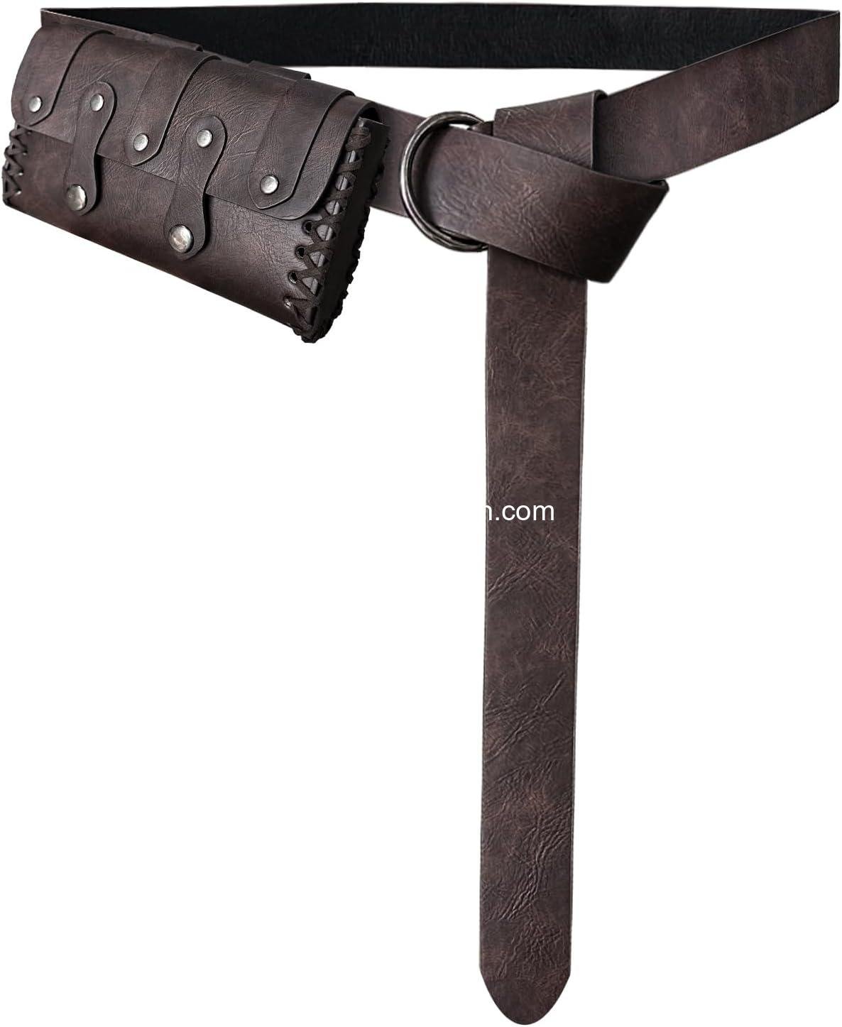 Wholesale Medieval Faux Leather Belt Bag with O Ring, Renaissance Cosplay Pouch, Portable Phone Bag (Dark Brown A) - Supplier