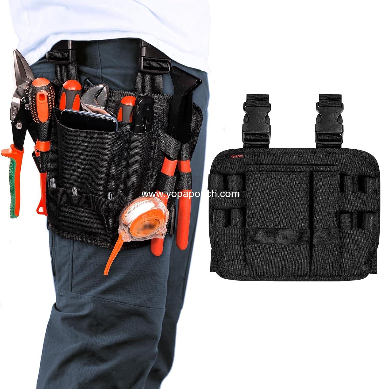 Wholesale Multifunctional Tool Pouch Holster with Belt Clip for Leg, Electrician Repair Bag, Utility Mini Organizer for Automotive Craftsman Carpenter Construction Supplier