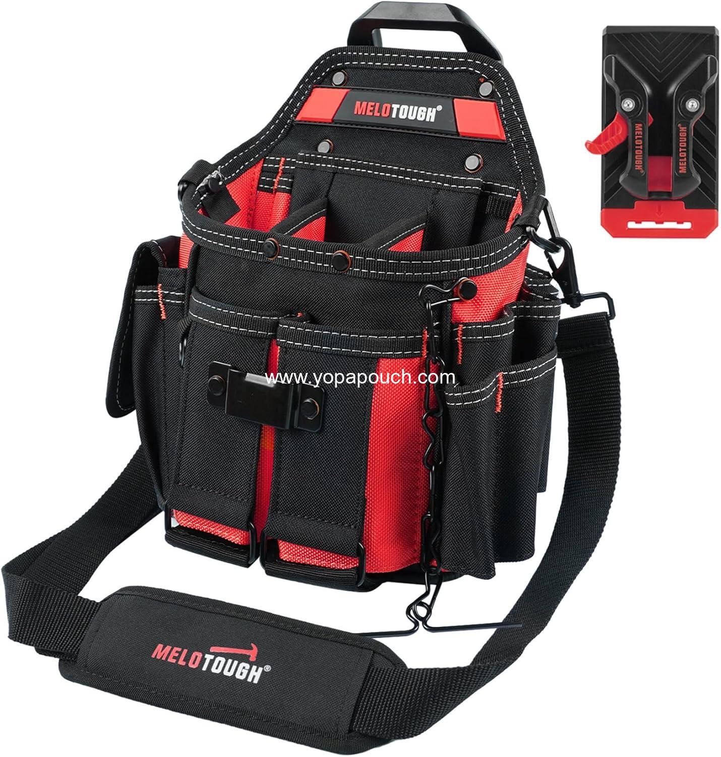 Wholesale Professional Electrician Tool Pouch Bag with Shoulder Strap and Belt Clip for Quick Attachment and Release - Manufacturer