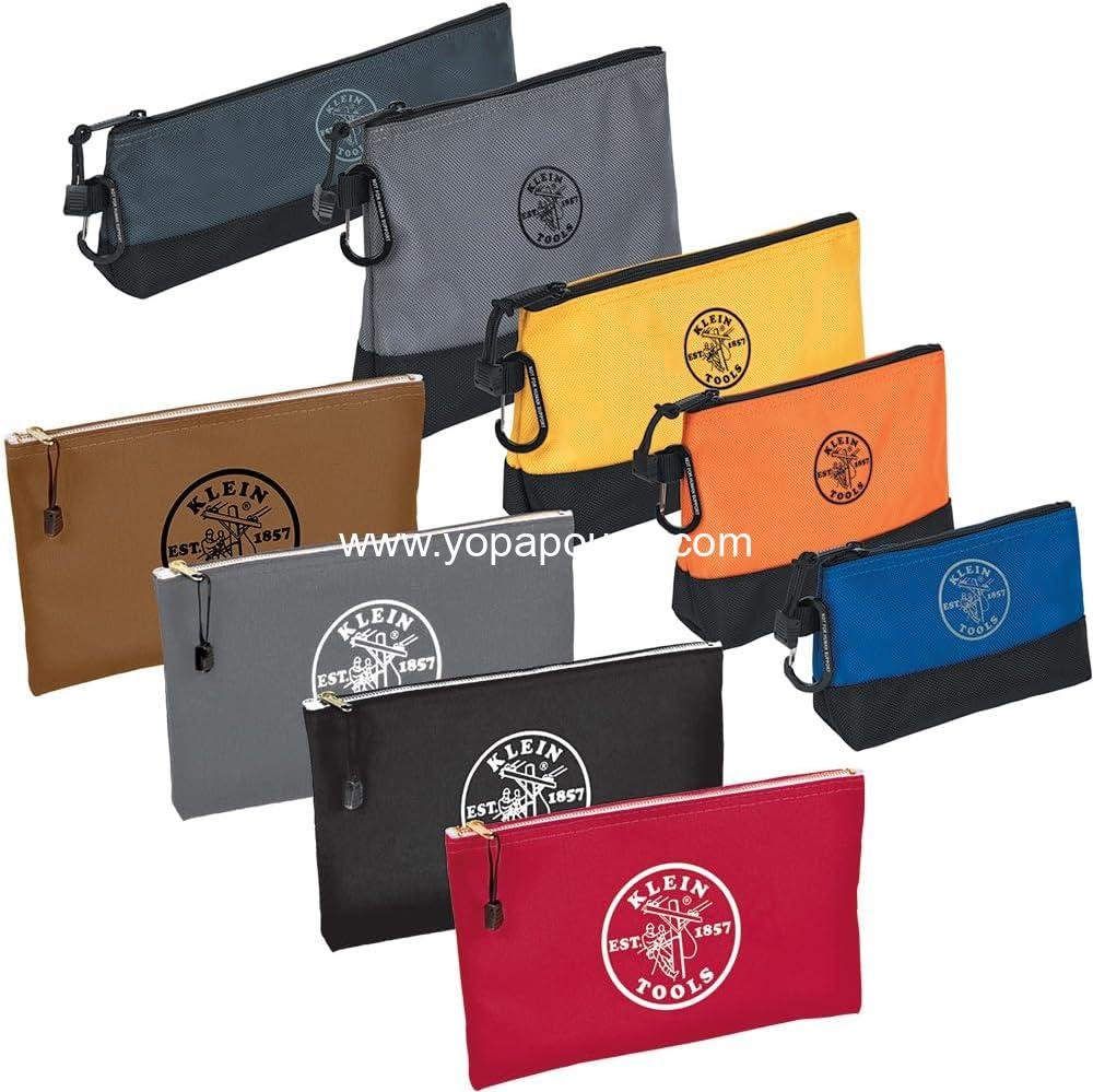 Wholesale Zipper Tool Bag Set - 5 Stand-Up Water-Resistant 1680D Pouches with Carabiners and 4 Canvas Utility Bags (12.5 x 7-Inch) - 9-Piece Manufacturer