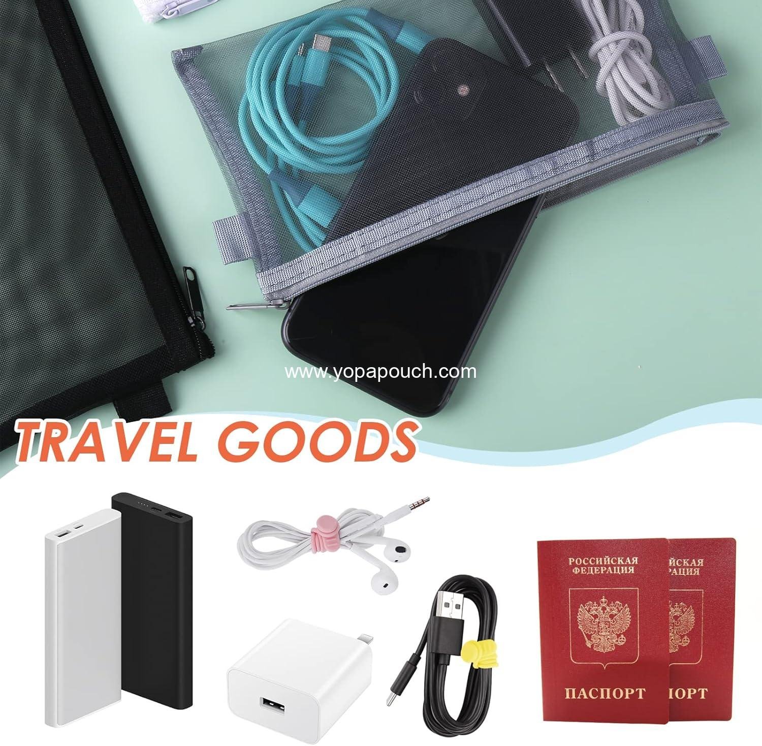 Wholesale 3-Piece Clear Makeup and Pencil Pouch Set, Nylon Mesh Zipper Cases for Stationery and Cosmetics Storage, Travel Accessories (Black, White, Grey) Supplier