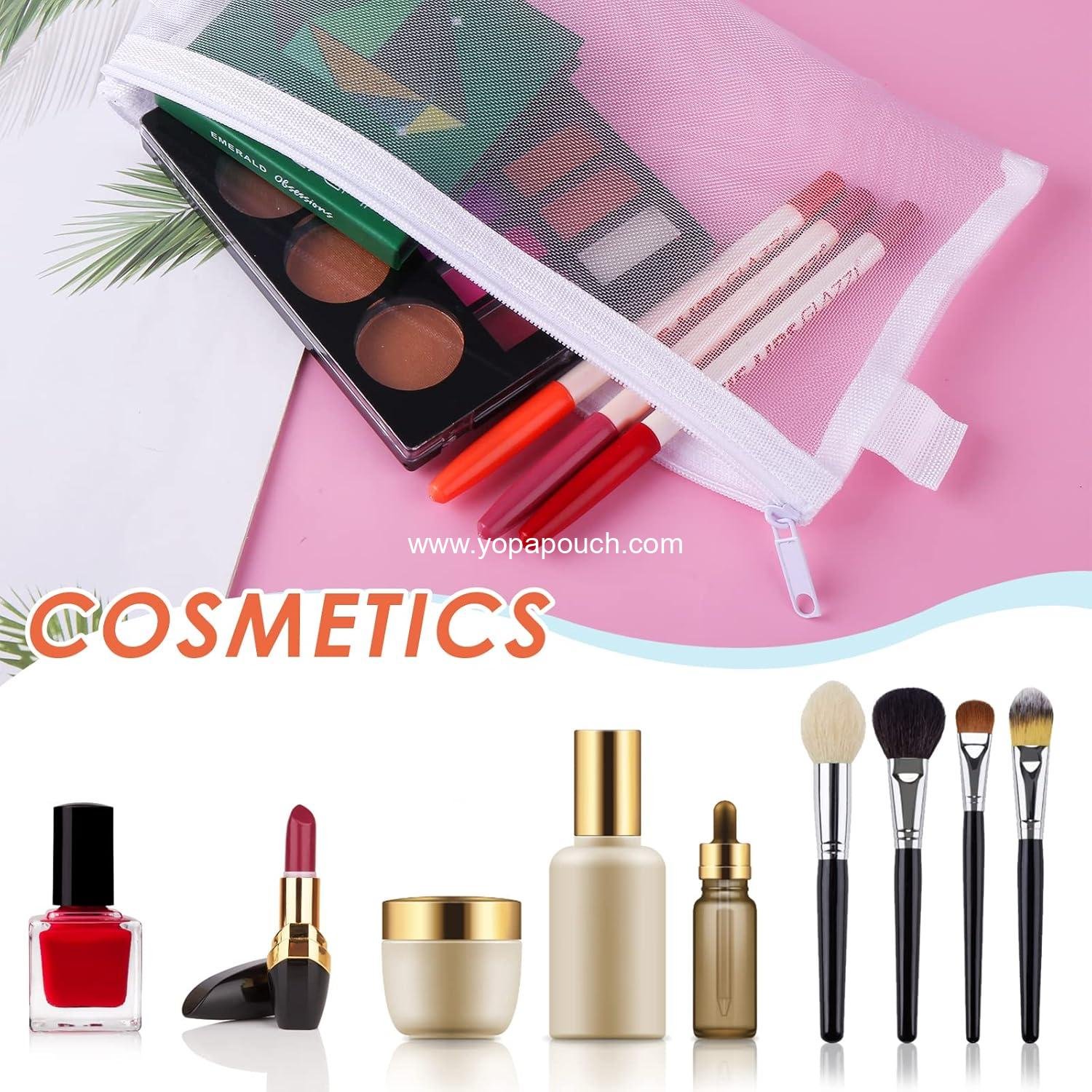 Wholesale 3-Piece Clear Makeup and Pencil Pouch Set, Nylon Mesh Zipper Cases for Stationery and Cosmetics Storage, Travel Accessories (Black, White, Grey) Supplier