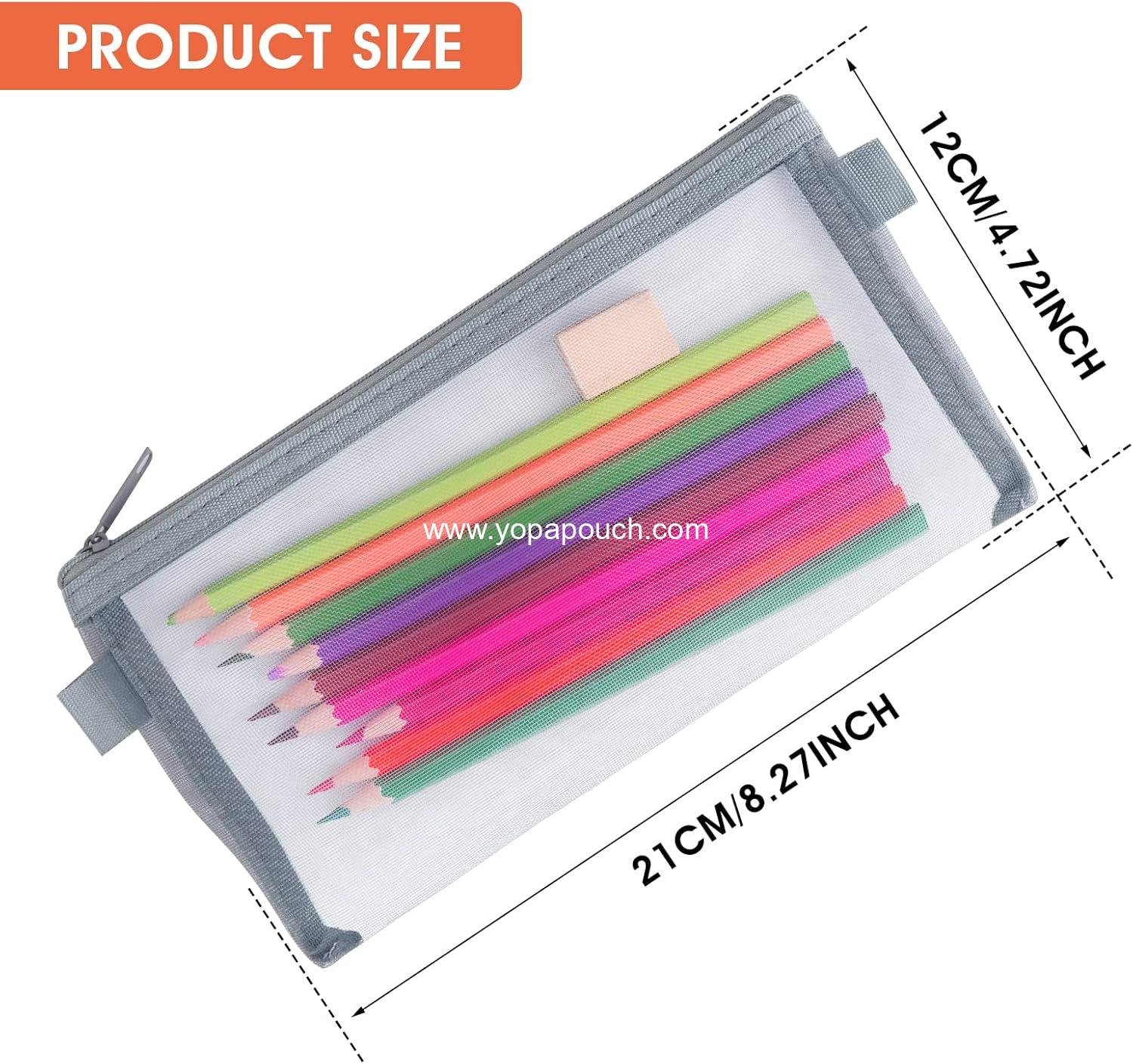 Wholesale 3-Piece Clear Makeup and Pencil Pouch Set, Nylon Mesh Zipper Cases for Stationery and Cosmetics Storage, Travel Accessories (Black, White, Grey) Supplier