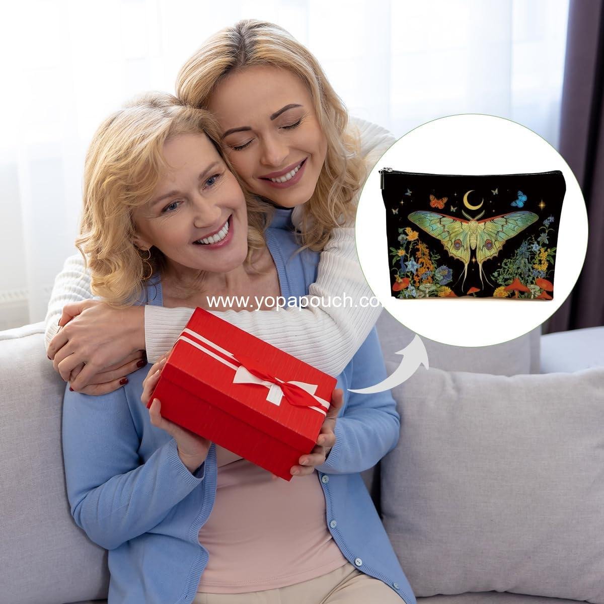 OEM Butterfly Makeup Bag Gothic Moth Blossom Cosmetic Organizer for Women and Girls - Witchy Gifts for Daughter, Friend, and Graduation - Mystical Travel Zipper Pouch - Birthday Friendship Gift Factory