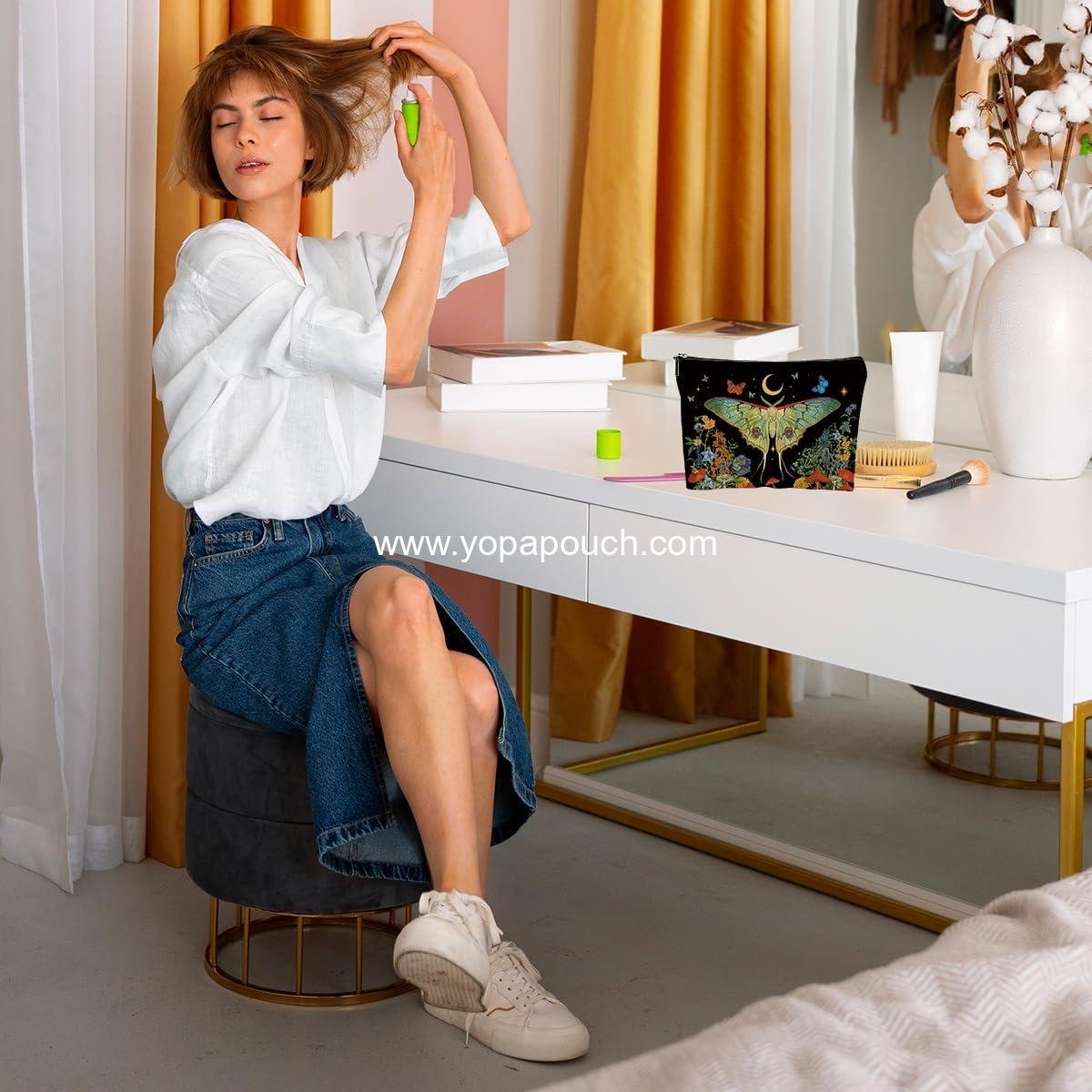 OEM Butterfly Makeup Bag Gothic Moth Blossom Cosmetic Organizer for Women and Girls - Witchy Gifts for Daughter, Friend, and Graduation - Mystical Travel Zipper Pouch - Birthday Friendship Gift Factory