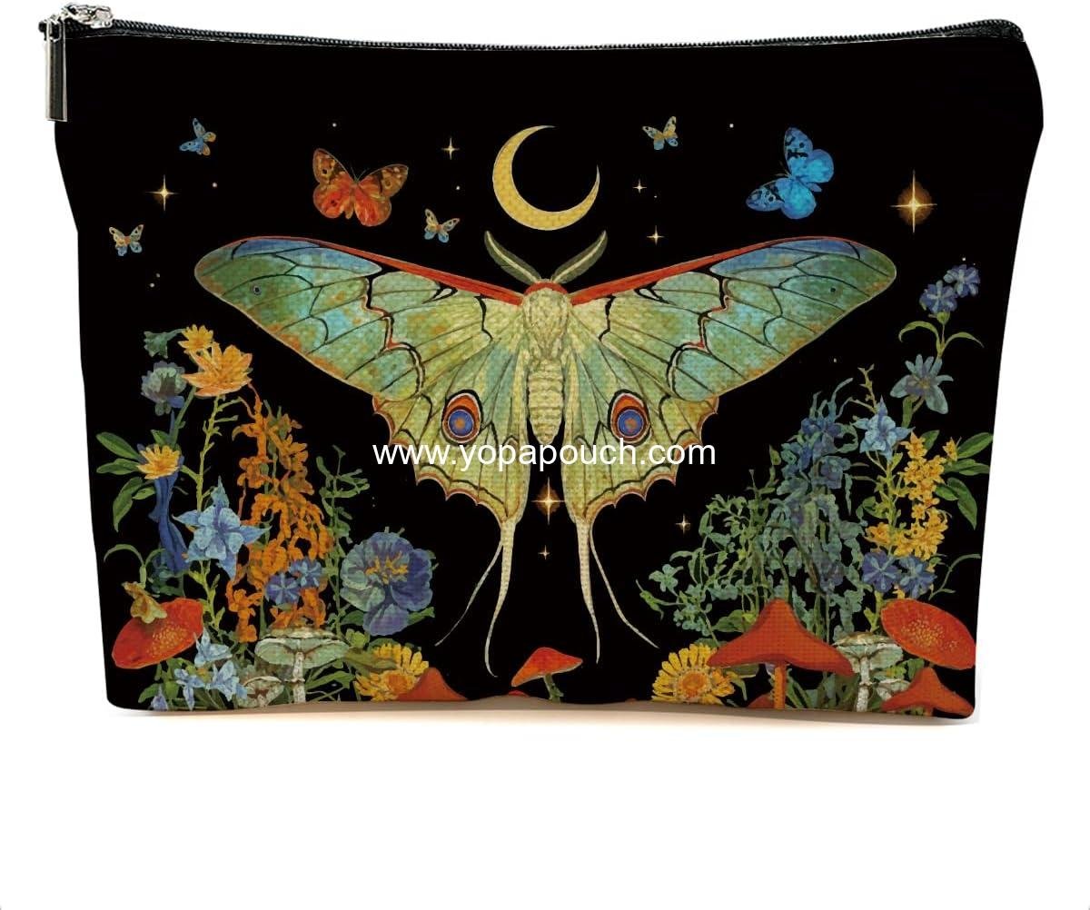 Butterfly Makeup Bag Gothic Moth Blossom Cosmetic Bag Butterfly Gifts for Women Girls Friend Daughter Witchy Gifts Mystical Travel Organizer Zipper Pouch Graduation Birthday Friendship Gifts