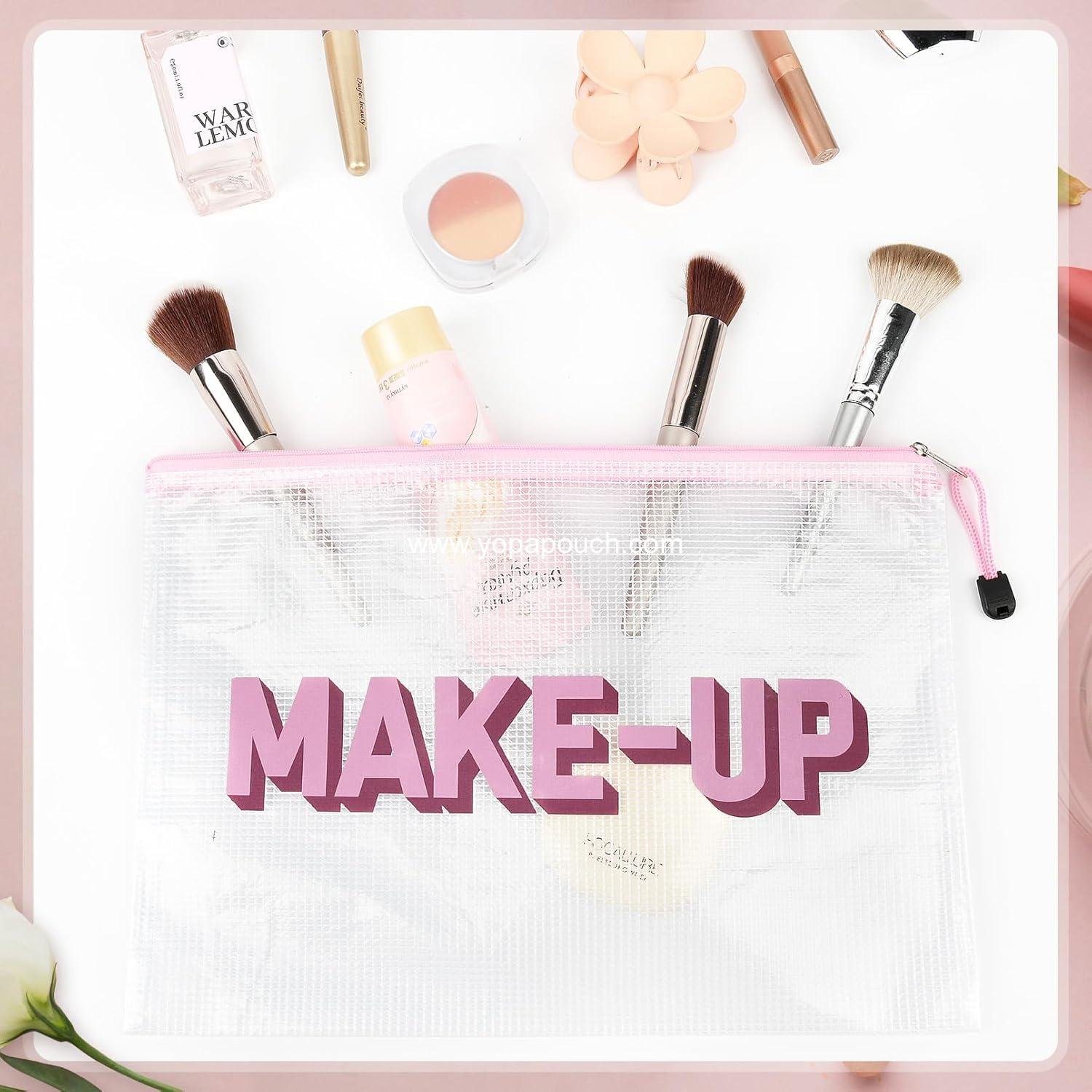 Wholesale 2PCS Clear Waterproof Makeup Bags for Travel, Zipper Pouch for Cosmetics, Easy-to-Clean Essential Organizer for Women Girls Supplier