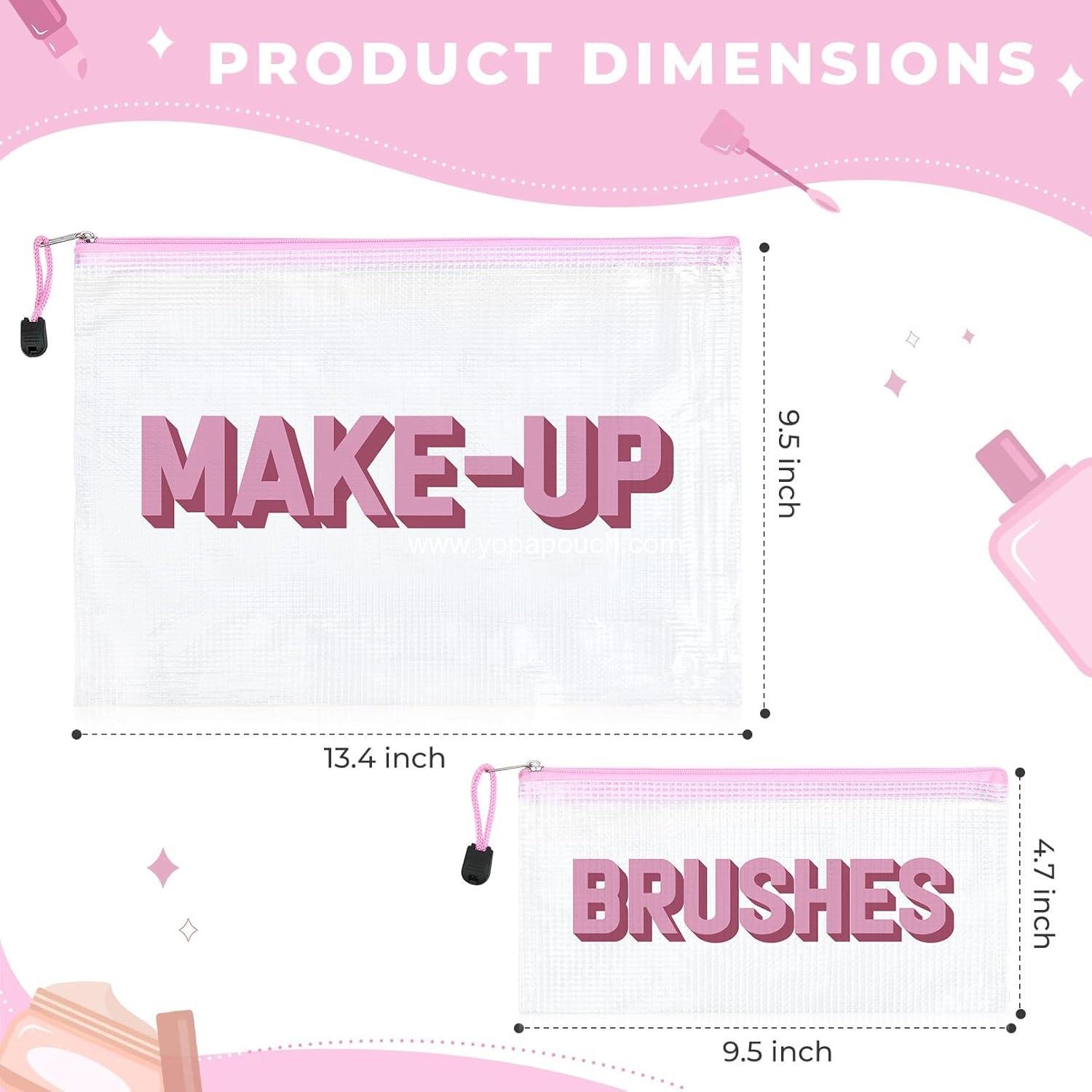 Wholesale 2PCS Clear Waterproof Makeup Bags for Travel, Zipper Pouch for Cosmetics, Easy-to-Clean Essential Organizer for Women Girls Supplier