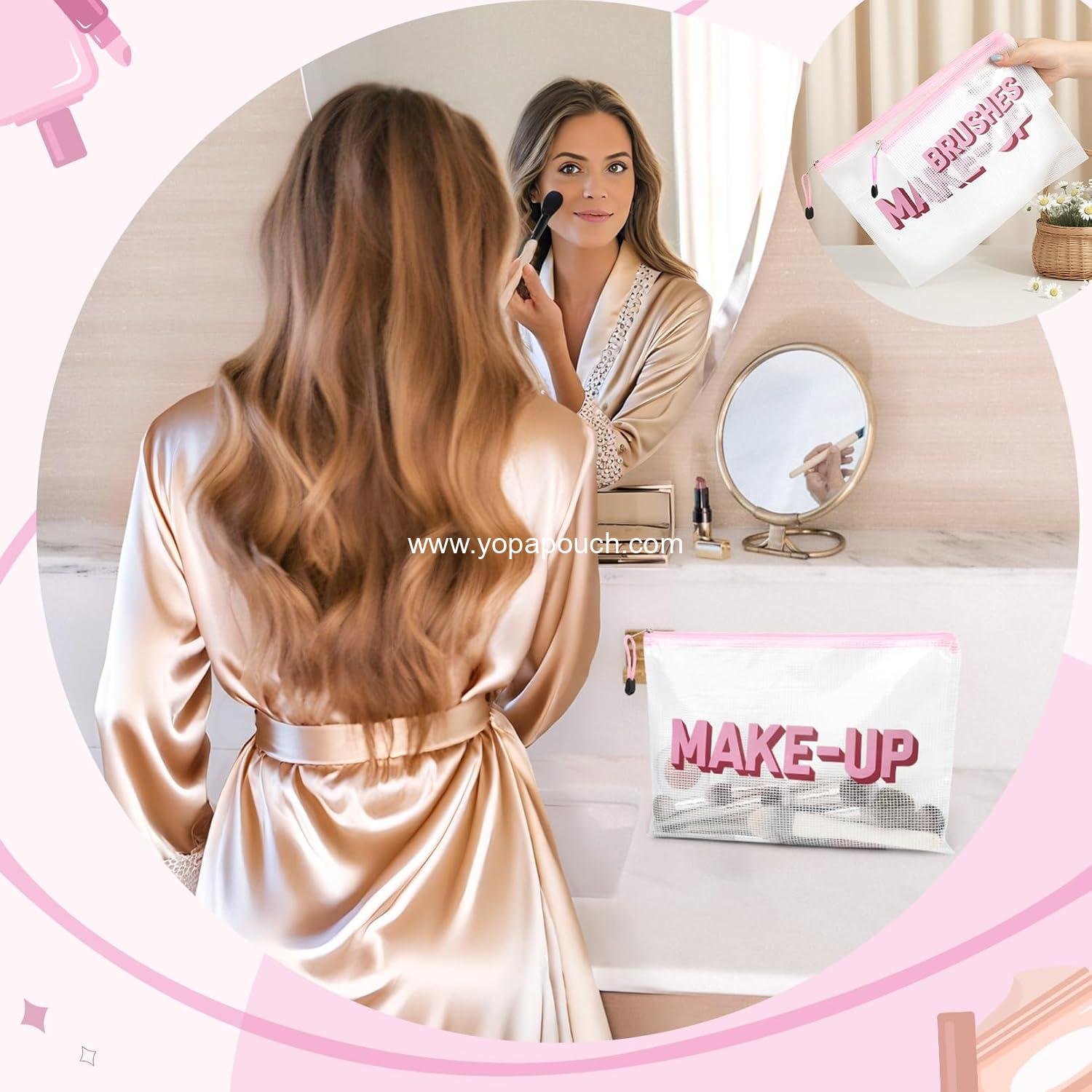 Wholesale 2PCS Clear Waterproof Makeup Bags for Travel, Zipper Pouch for Cosmetics, Easy-to-Clean Essential Organizer for Women Girls Supplier