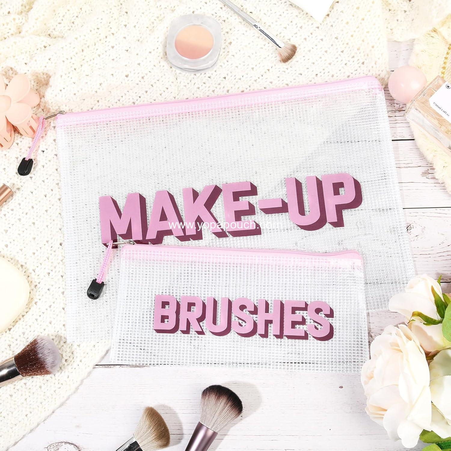 Wholesale 2PCS Clear Waterproof Makeup Bags for Travel, Zipper Pouch for Cosmetics, Easy-to-Clean Essential Organizer for Women Girls Supplier