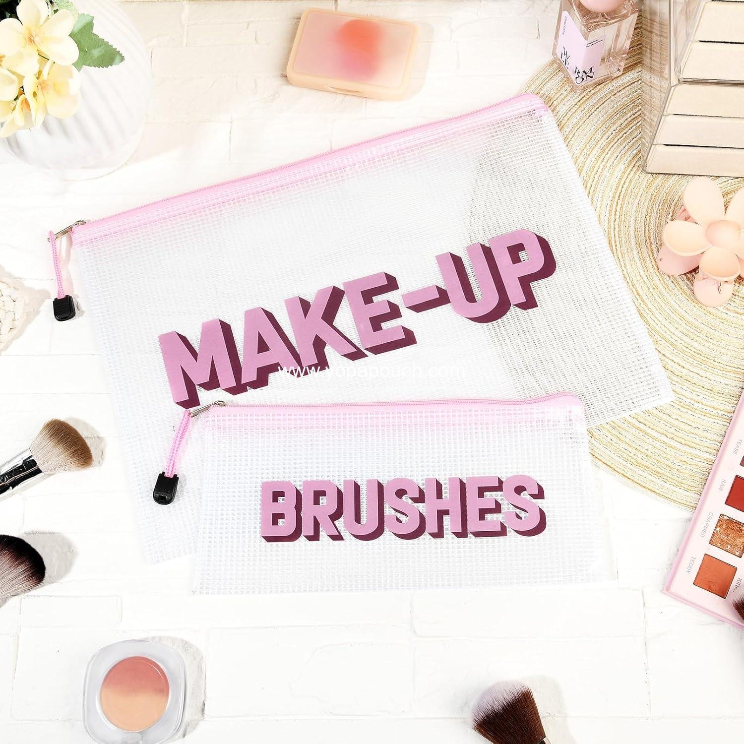 Wholesale 2PCS Clear Waterproof Makeup Bags for Travel, Zipper Pouch for Cosmetics, Easy-to-Clean Essential Organizer for Women Girls Supplier