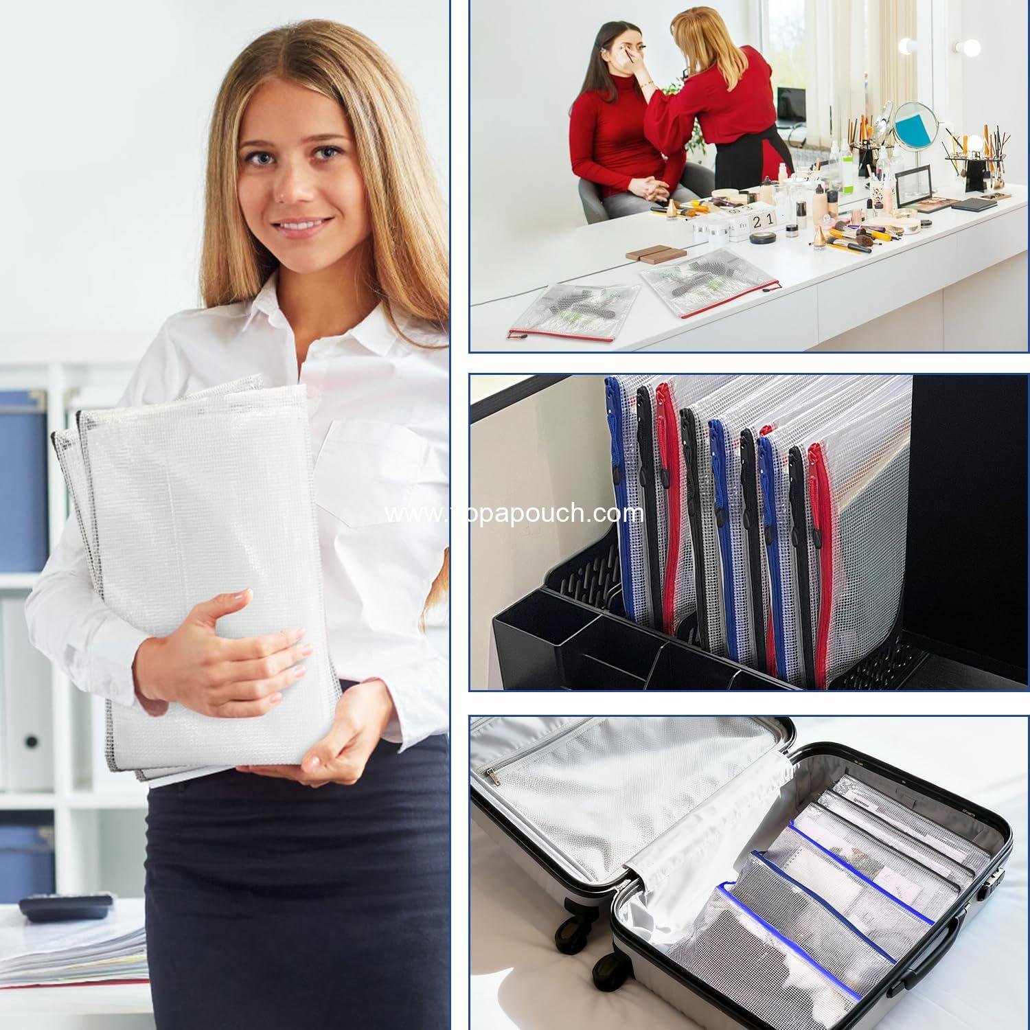 Wholesale Waterproof A4 Mesh Zipper Pouch Bags - 10 Pack Multipurpose Document Organizer for Office, School, Toys, Travel, and Home Storage - OEM Supplier