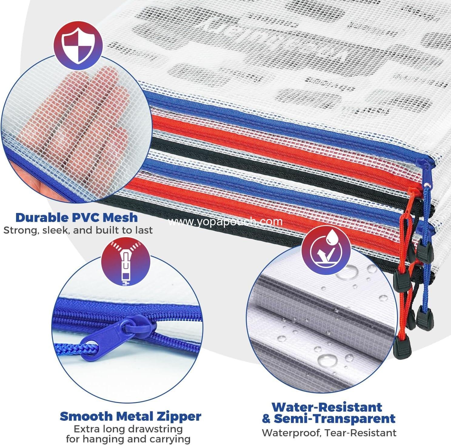 Wholesale Waterproof A4 Mesh Zipper Pouch Bags - 10 Pack Multipurpose Document Organizer for Office, School, Toys, Travel, and Home Storage - OEM Supplier