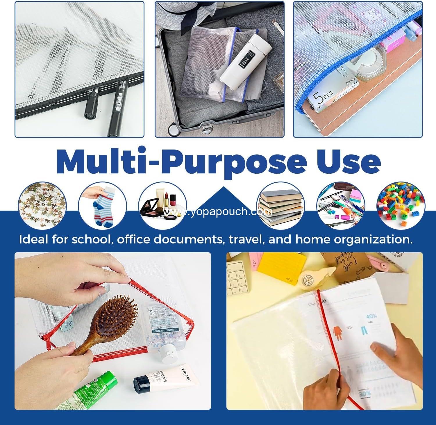 Wholesale Waterproof A4 Mesh Zipper Pouch Bags - 10 Pack Multipurpose Document Organizer for Office, School, Toys, Travel, and Home Storage - OEM Supplier