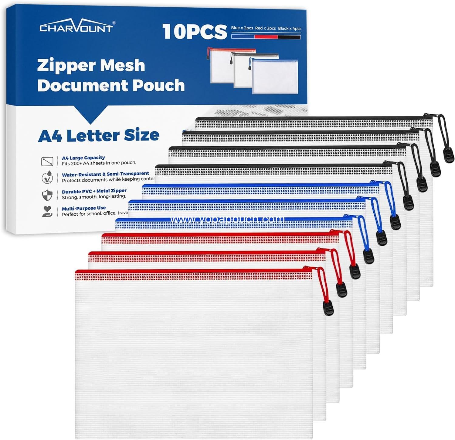 Wholesale Waterproof A4 Mesh Zipper Pouch Bags - 10 Pack Multipurpose Document Organizer for Office, School, Toys, Travel, and Home Storage - OEM Supplier