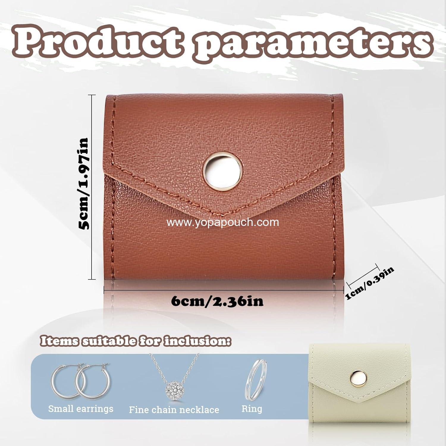 Wholesale Mini Foldable Travel Jewelry Roll Bag with Buckle Small Case for Rings Necklaces Earrings Brown Supplier