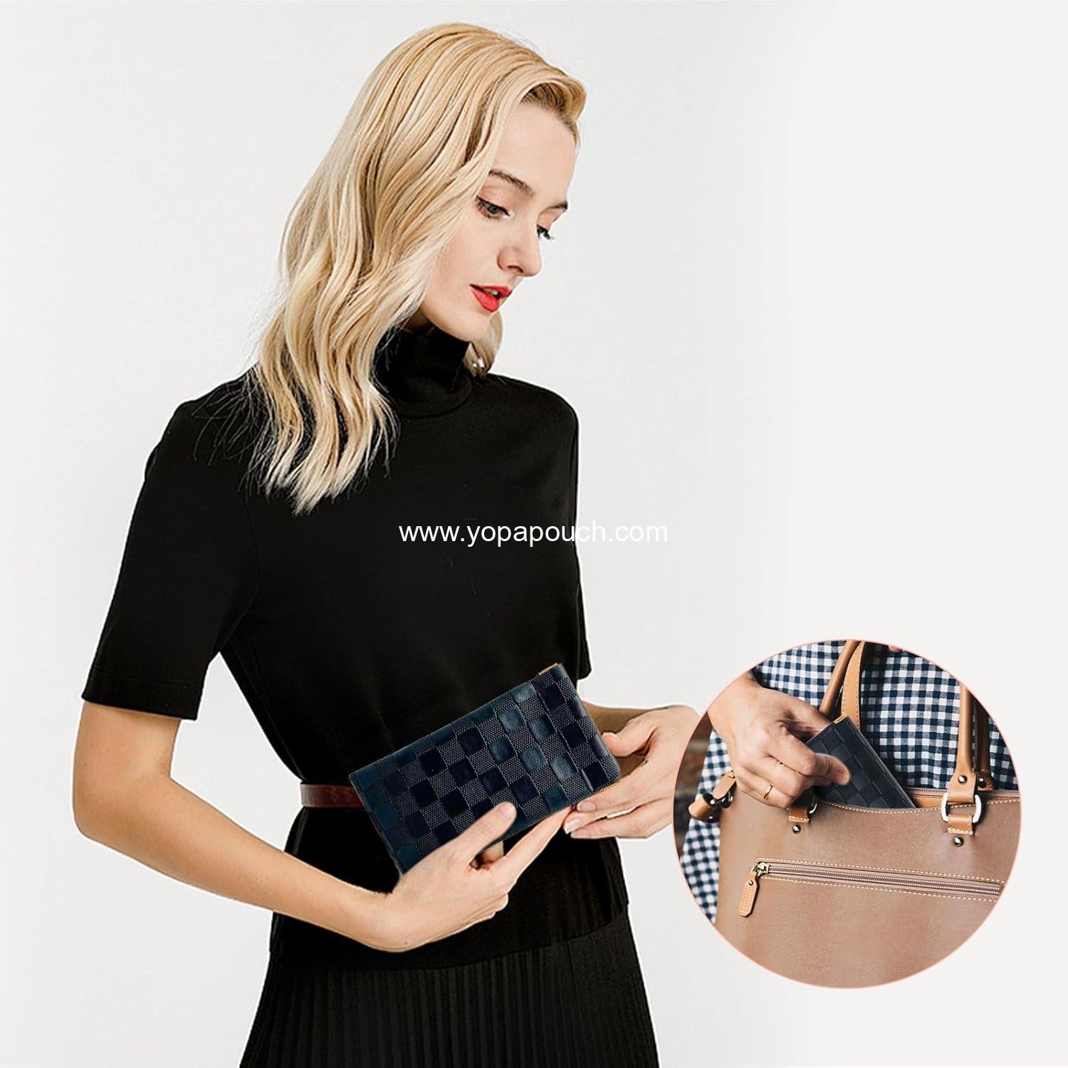 Wholesale 2PCS Small Mini Leather Makeup Bags for Purse Waterproof No Zipper Cosmetic Pouch Women Coin Lipstick Checkered Travel Storage Black Supplier