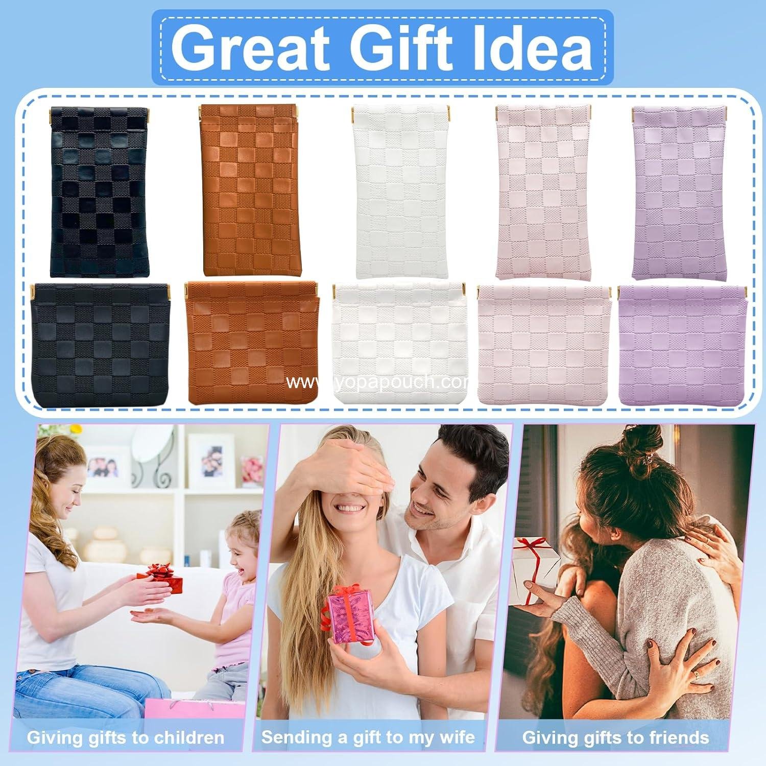 Wholesale 2PCS Small Mini Leather Makeup Bags for Purse Waterproof No Zipper Cosmetic Pouch Women Coin Lipstick Checkered Travel Storage Black Supplier