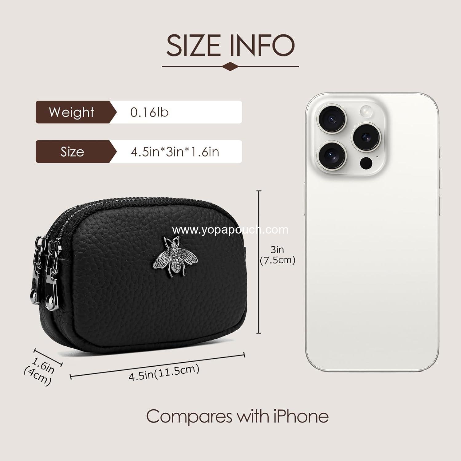 Wholesale Small 2-Zipper Women's Leather Coin Purse Change Pouch Wallet Supplier