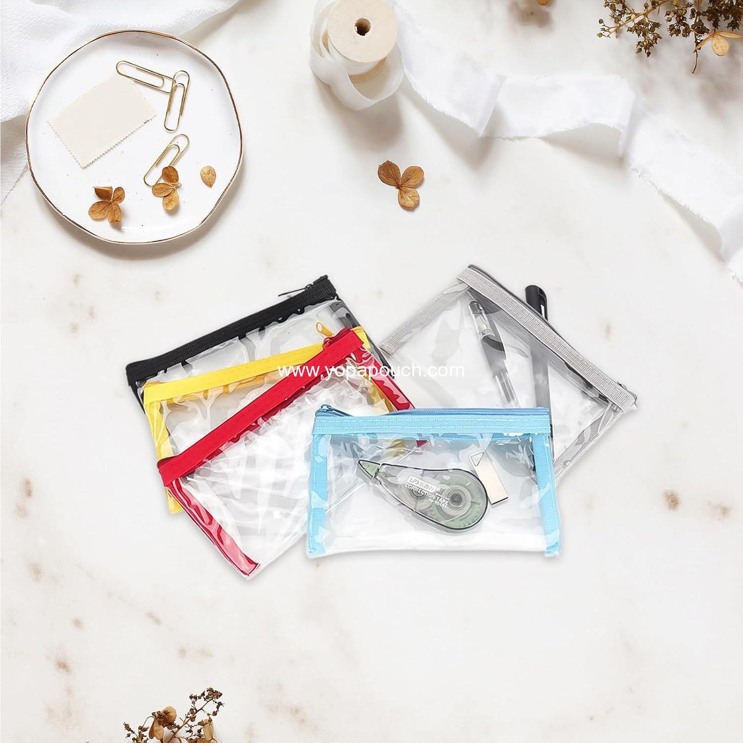 Wholesale 5Pcs Small Clear Makeup Bags Mini Plastic Zipper Waterproof Pouches for Cosmetics Jewelry Essentials 5 Colors 6.3x3.5in Supplier