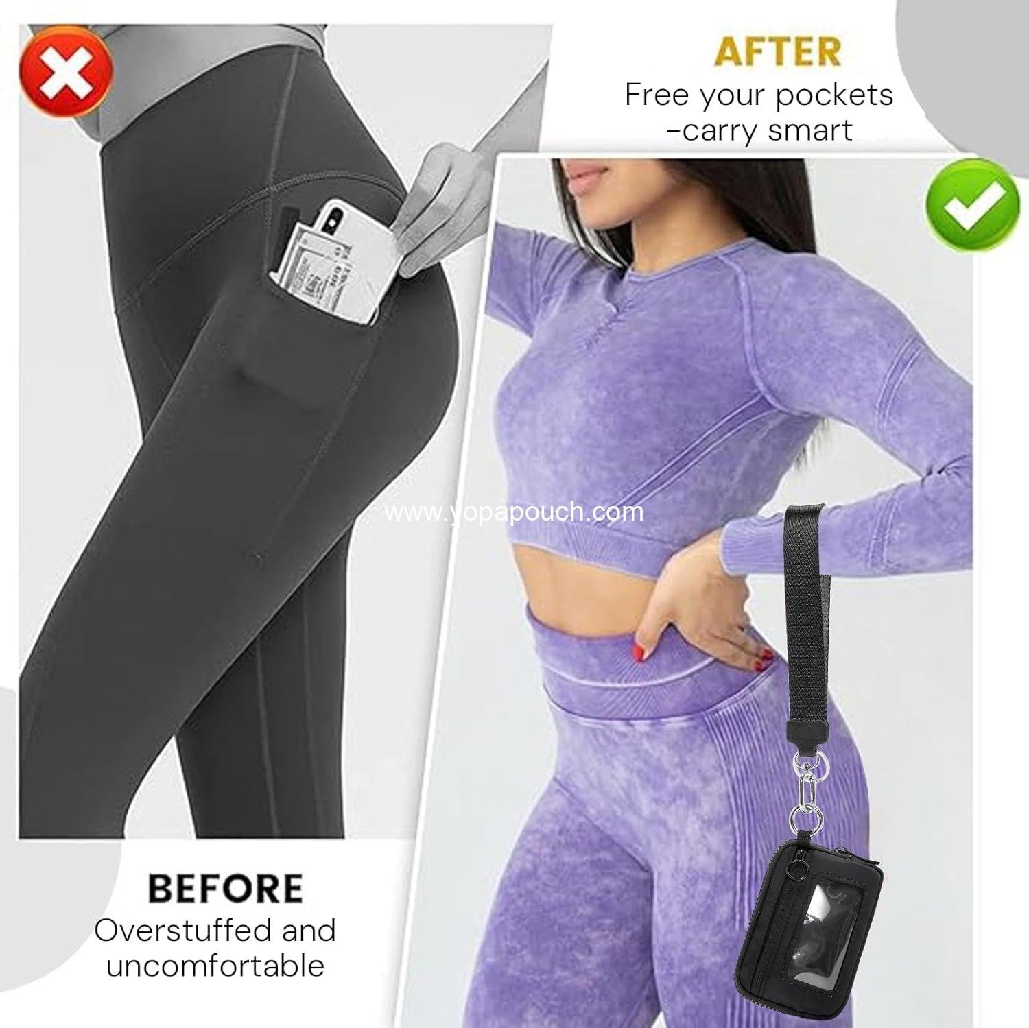 Wholesale Women's Mini Zip Card Case with Clear ID Window Zipper Coin Purse Lightweight Portable Keychain Wallet Supplier