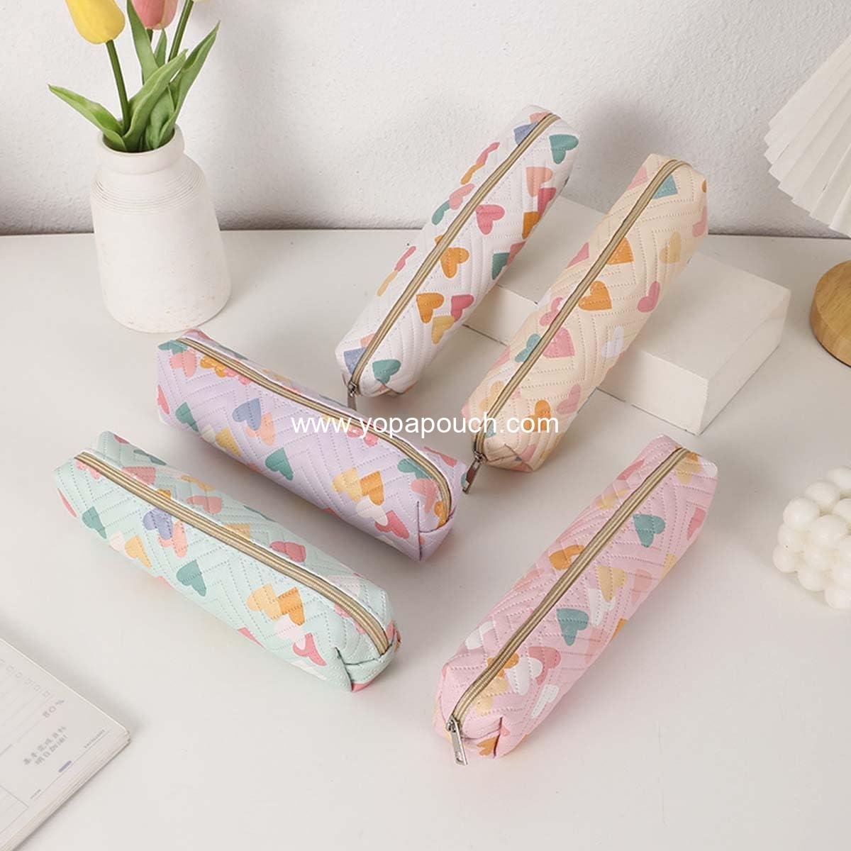 Wholesale Small Cute Heart Pencil Pouch Makeup Pen Cosmetic Bag Women Office Stationery Supplier